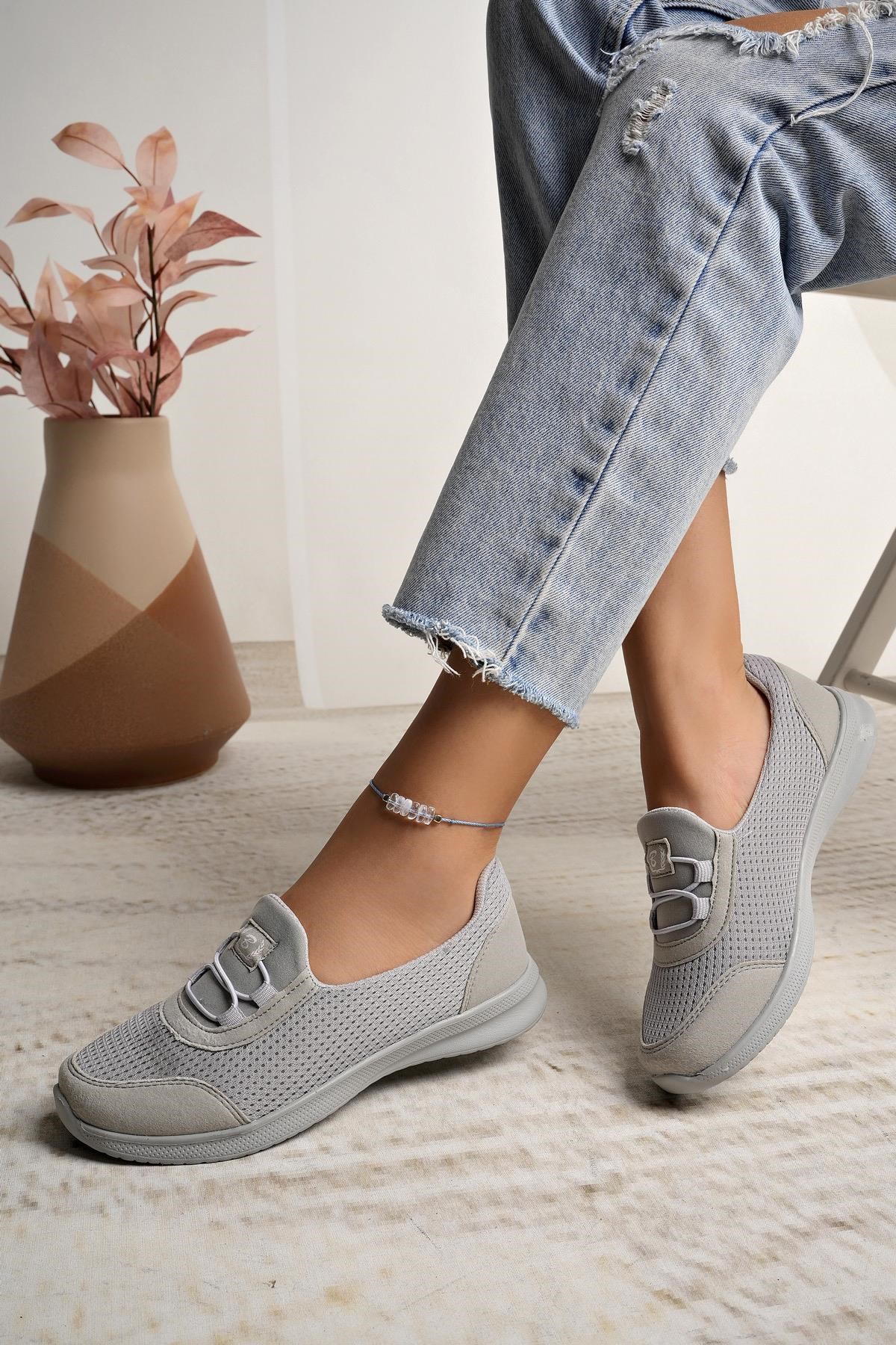 Nesil Shoes Bsea 575 Buz gri Memory Foam Kadın Yürüyüş Ayakkabısı