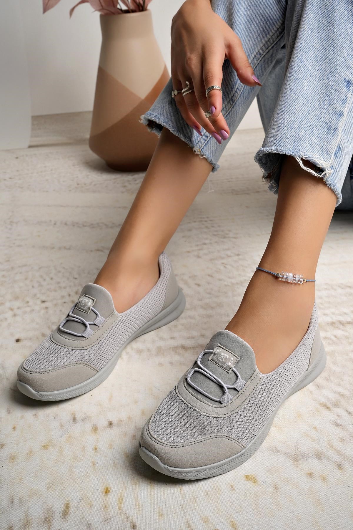 Nesil Shoes Bsea 575 Buz gri Memory Foam Kadın Yürüyüş Ayakkabısı