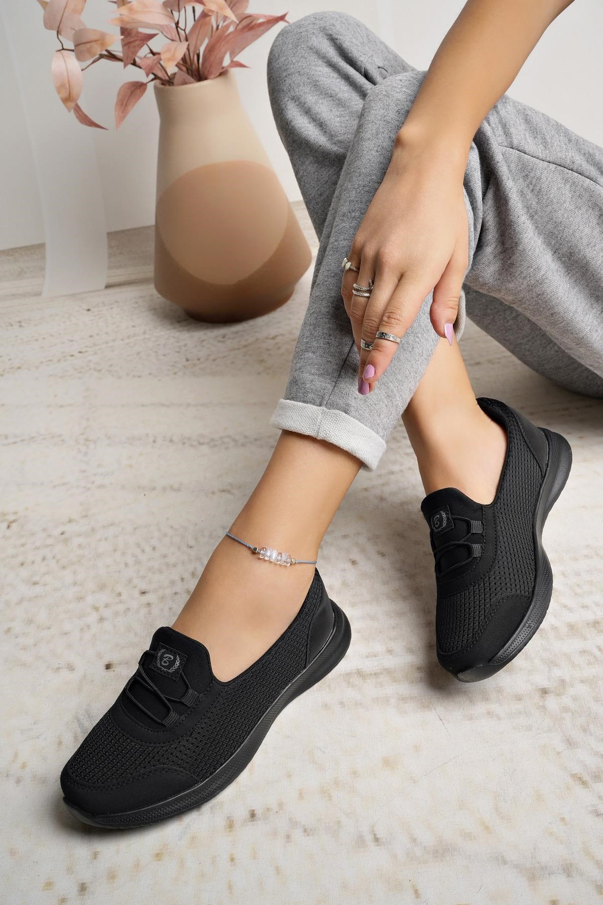 Nesil Shoes Bsea 575 Siyah Memory Foam Kadın Yürüyüş Ayakkabısı