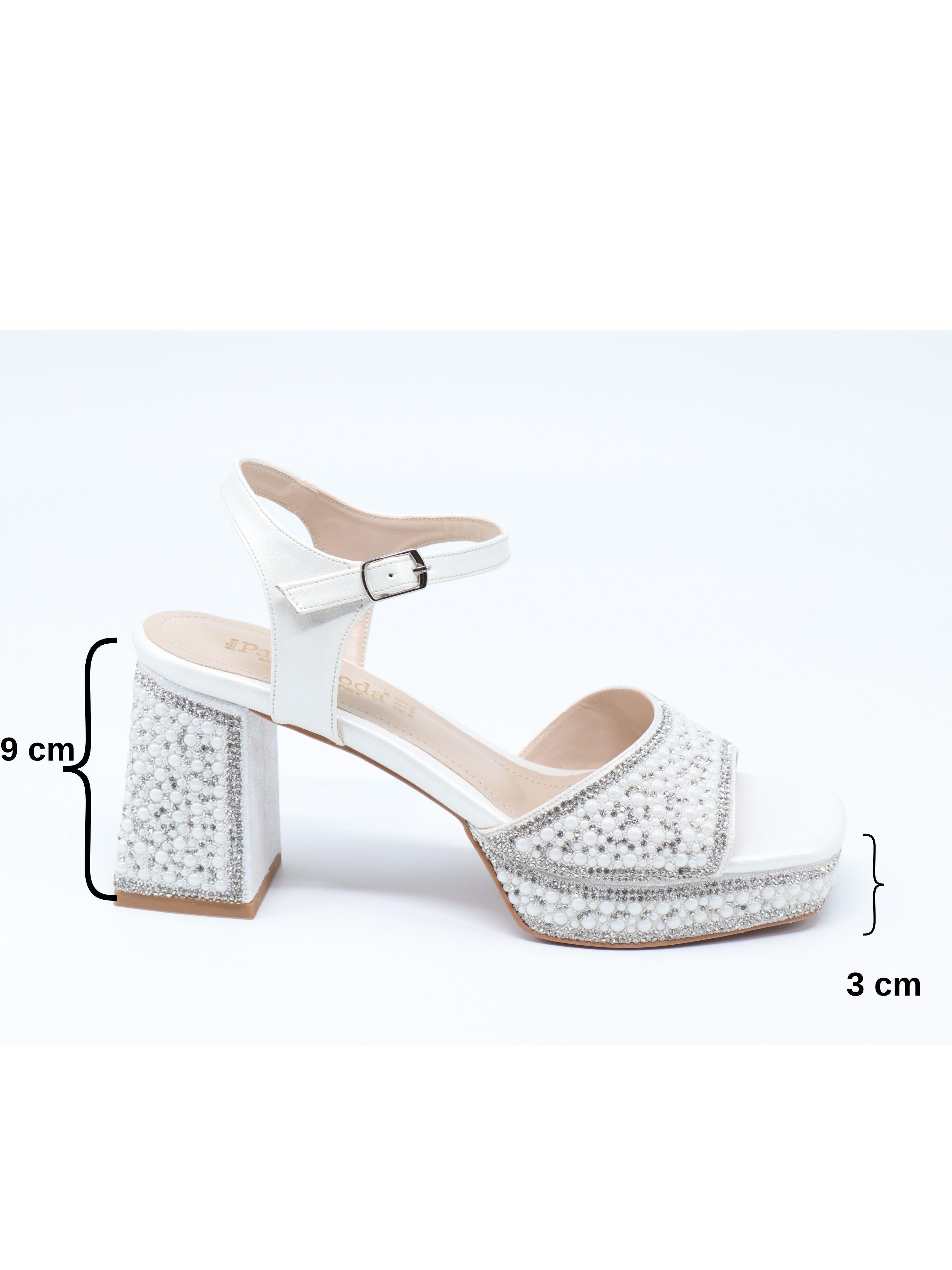 Nesil Shoes Carel 109 Sedef Taşlı Platform Kadın Sandalet