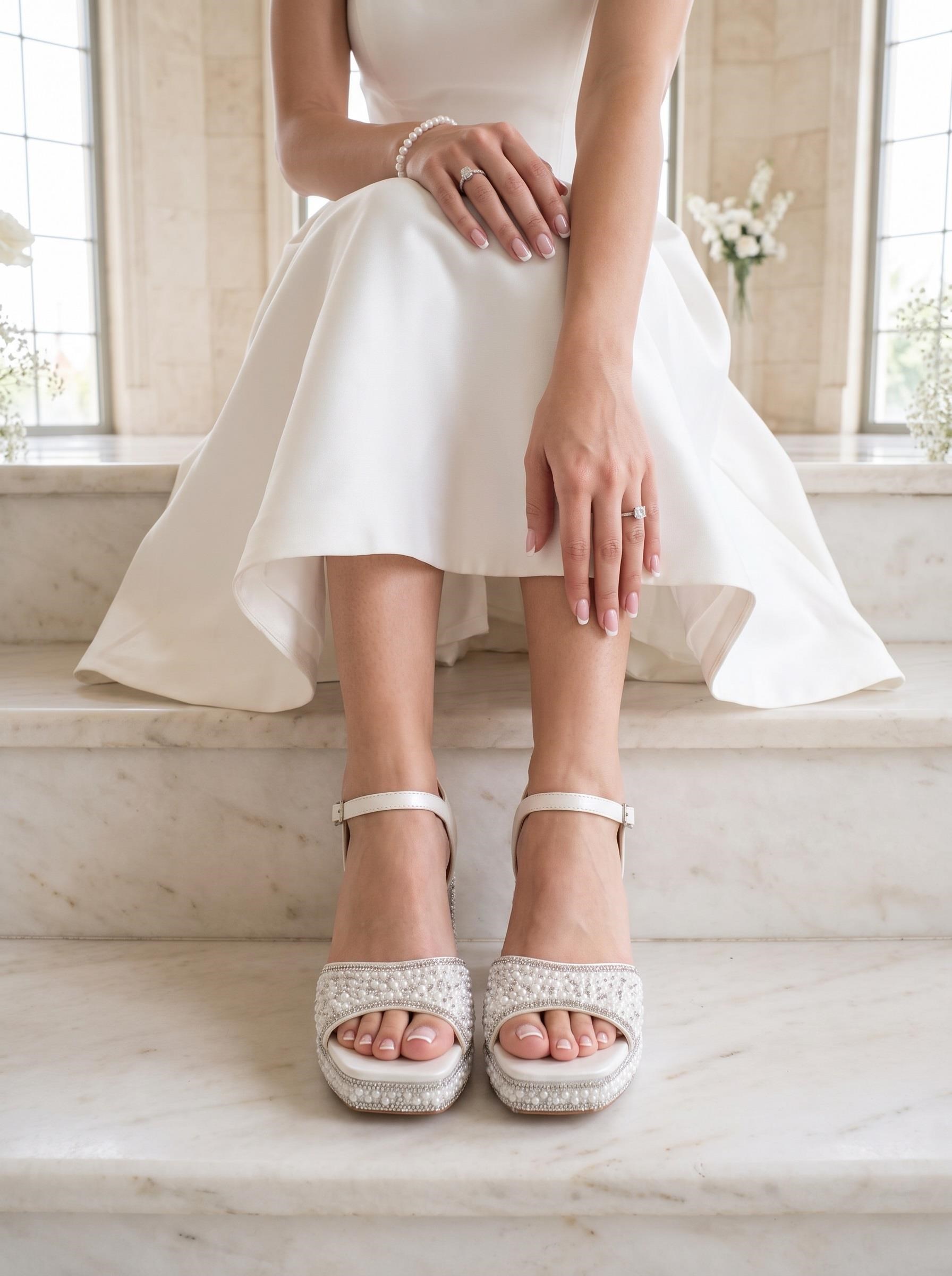 Nesil Shoes Carel 109 Sedef Taşlı Platform Kadın Sandalet