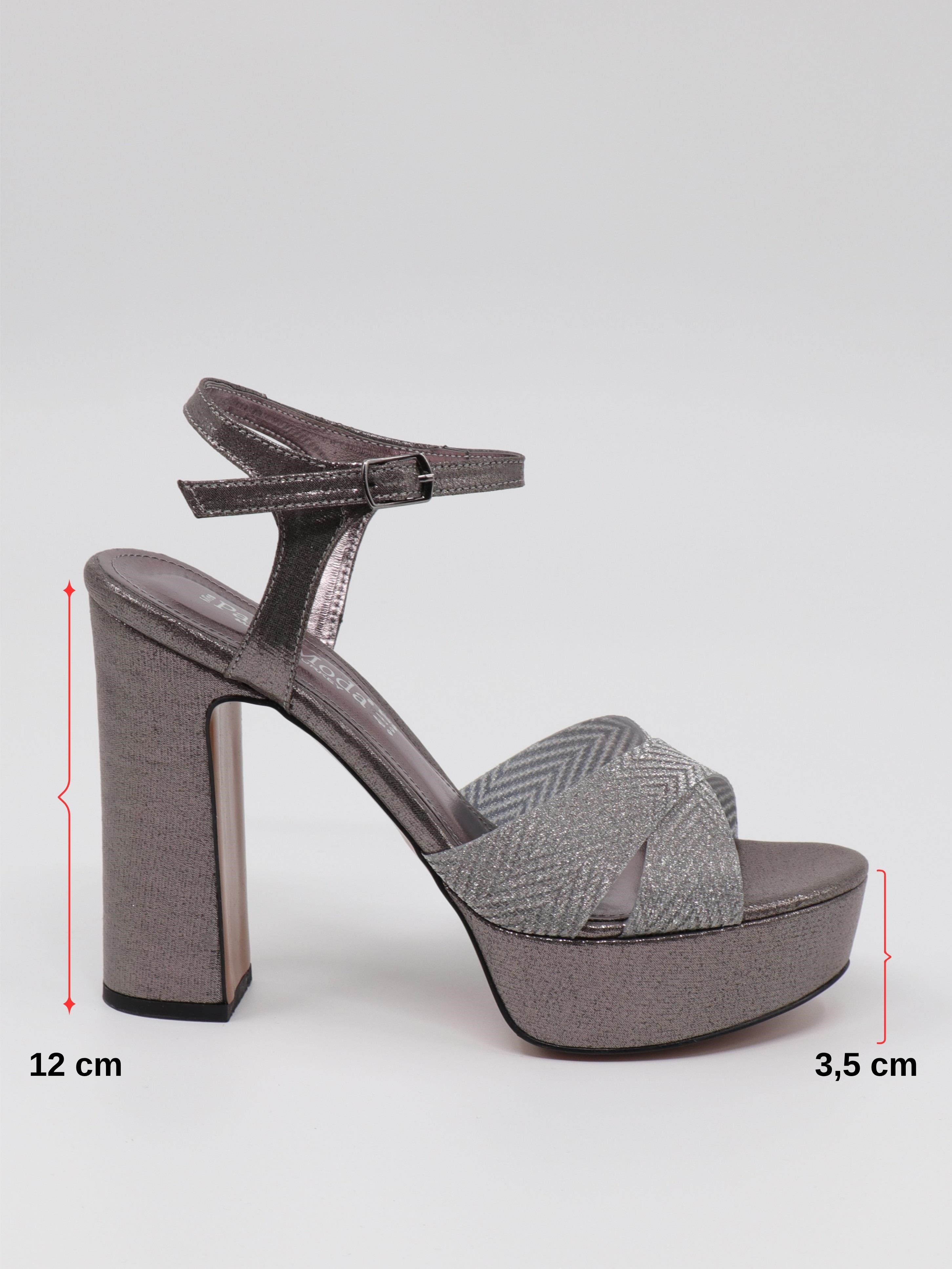 Nesil Shoes Carel 2057 Platin Simli Platform Kadın Sandalet