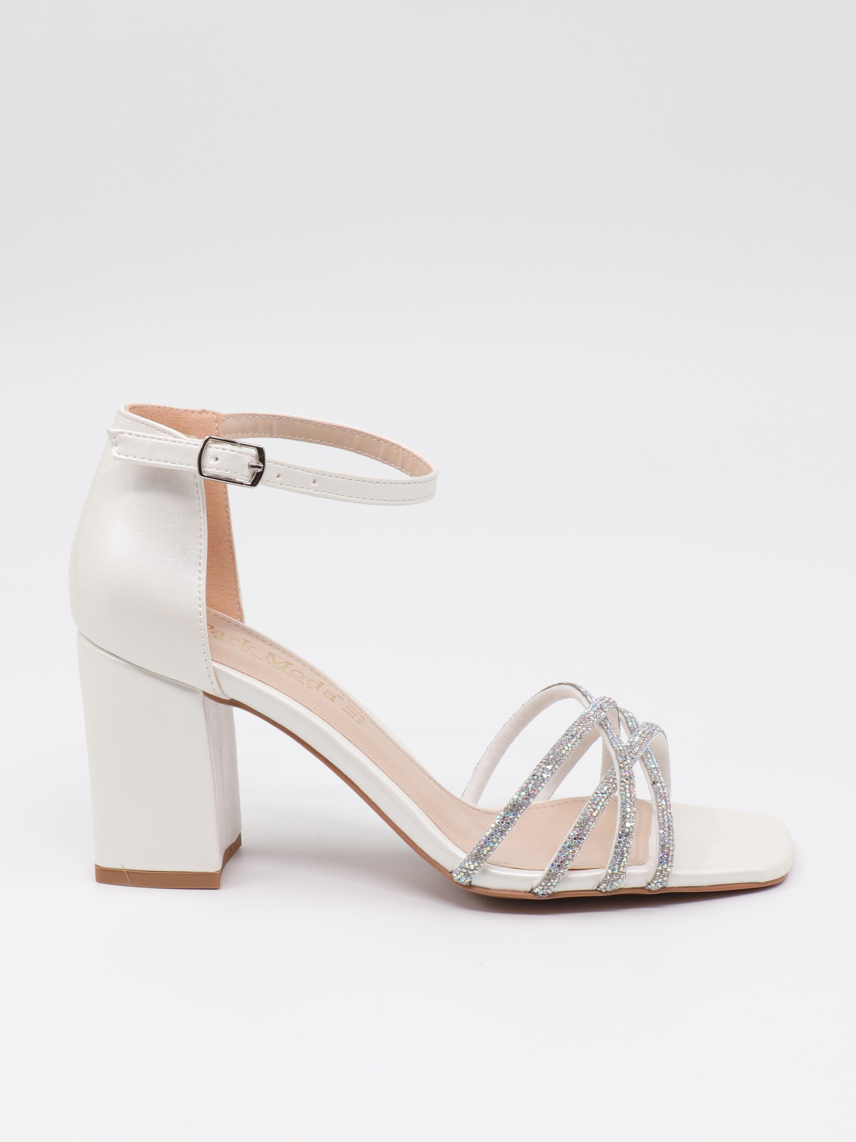 Nesil Shoes Carel 37 Sedef Çapraz Taşlı Kadın Sandalet