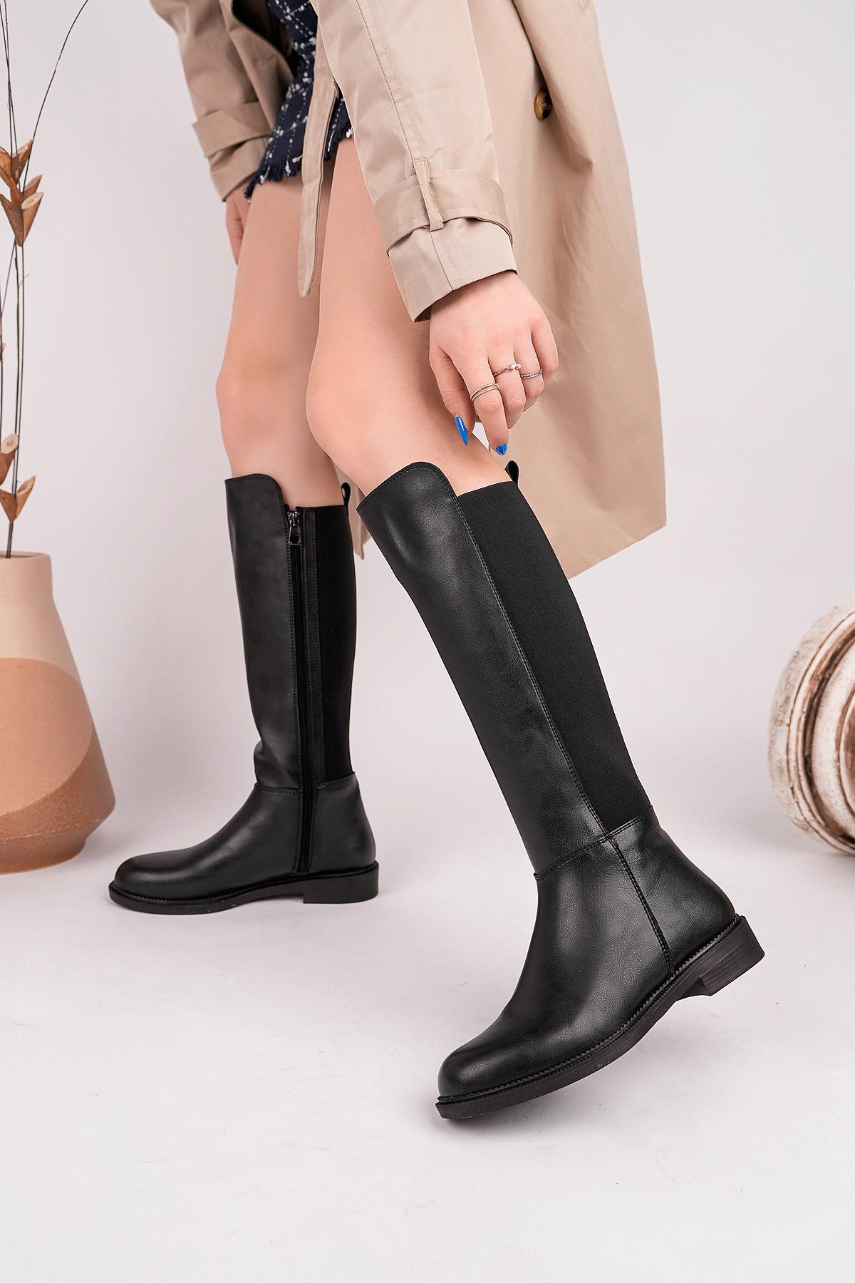 Nesil Shoes Carel 801 Siyah Baldırı Strech Kadın Çizme