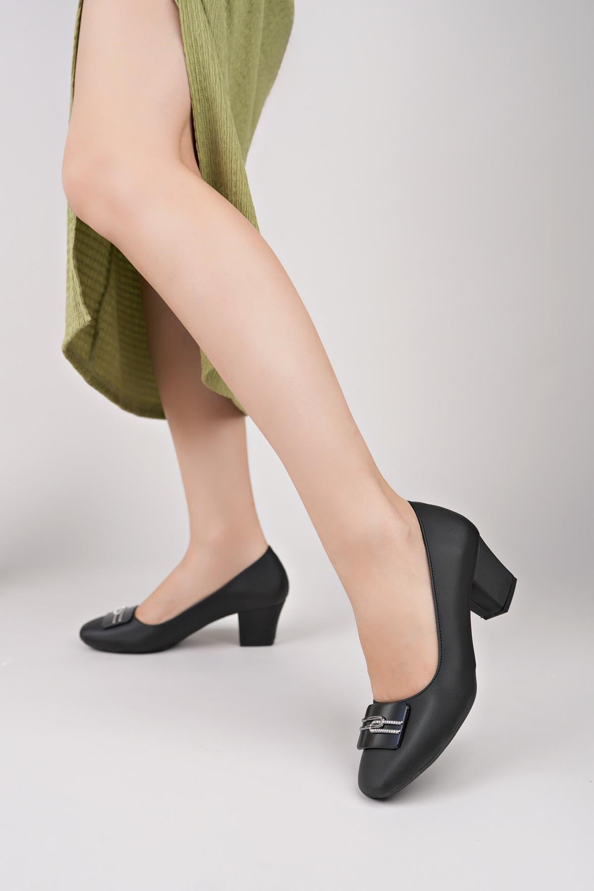 Nesil Shoes Desca 260 Siyah Virgin Topuklu Kadın Ayakkabı