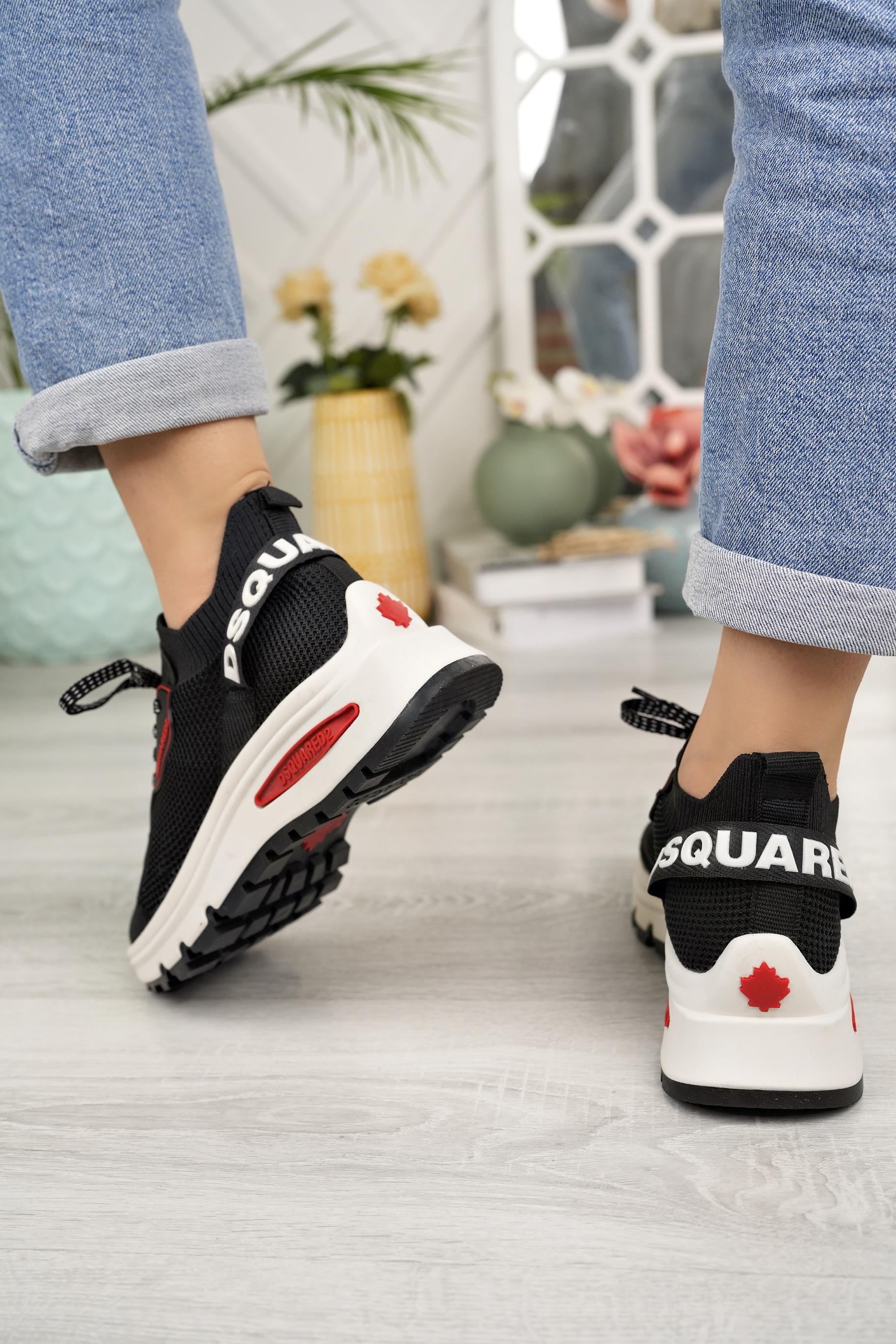Nesil Shoes Disq 6060 Siyah Triko Kadın Sneakers