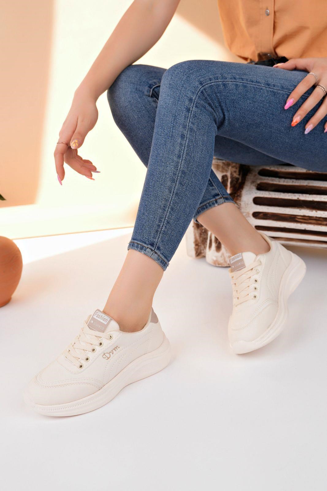 Nesil Shoes Dvm 063 Bej Memory Foam Kadın Sneakers