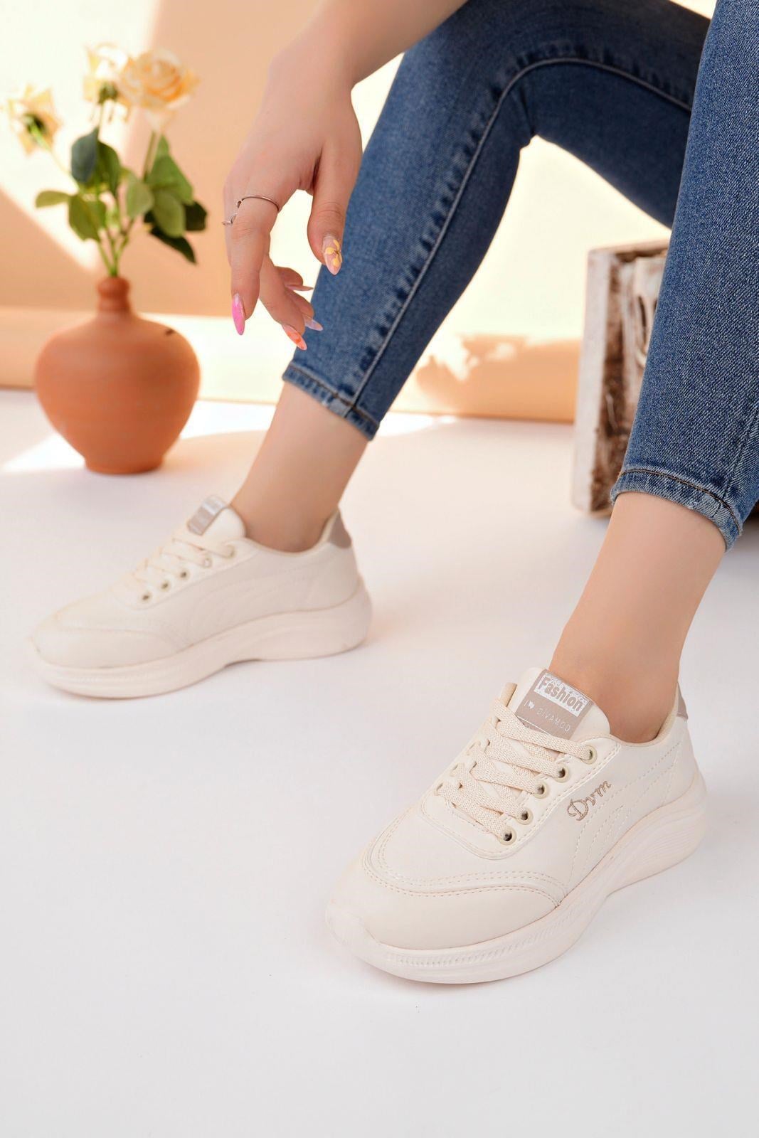 Nesil Shoes Dvm 063 Bej Memory Foam Kadın Sneakers