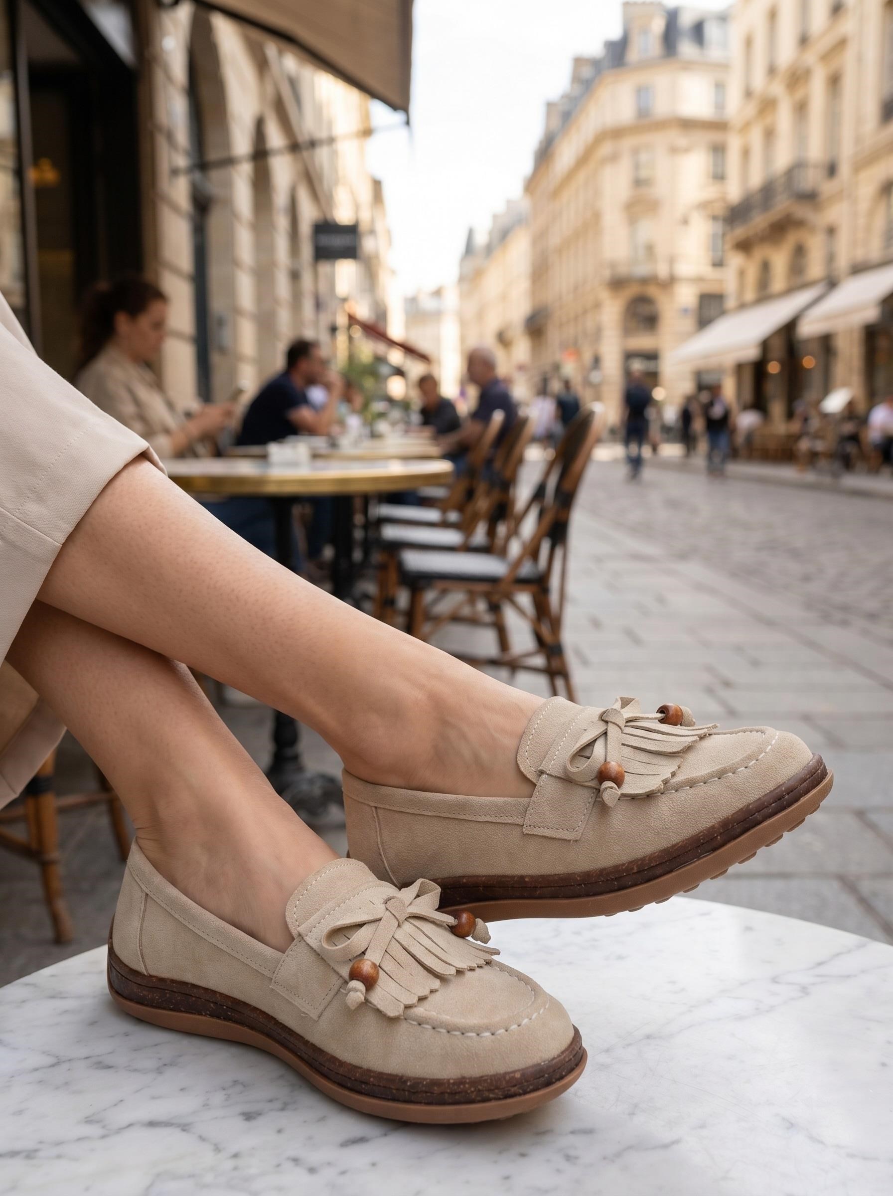 Nesil Shoes Dvm 2001 Bej Süet Püsküllü Kadın Ayakkabı