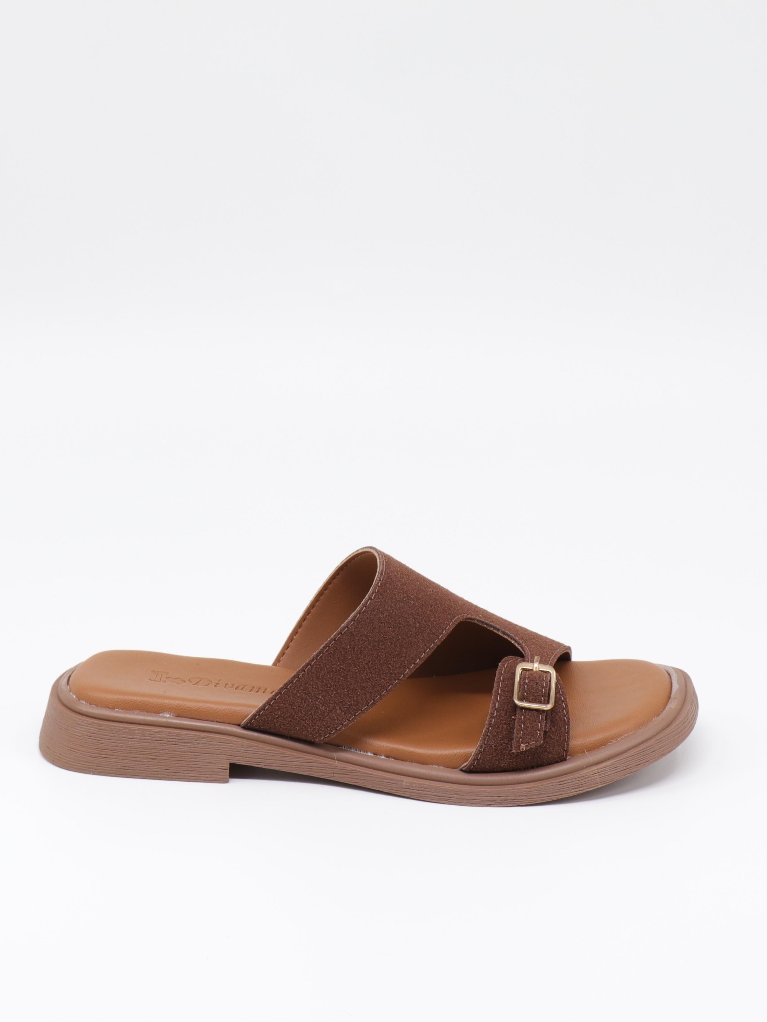 Nesil Shoes Dvm 210 Kahve Süet Tokalı Kadın Terlik 