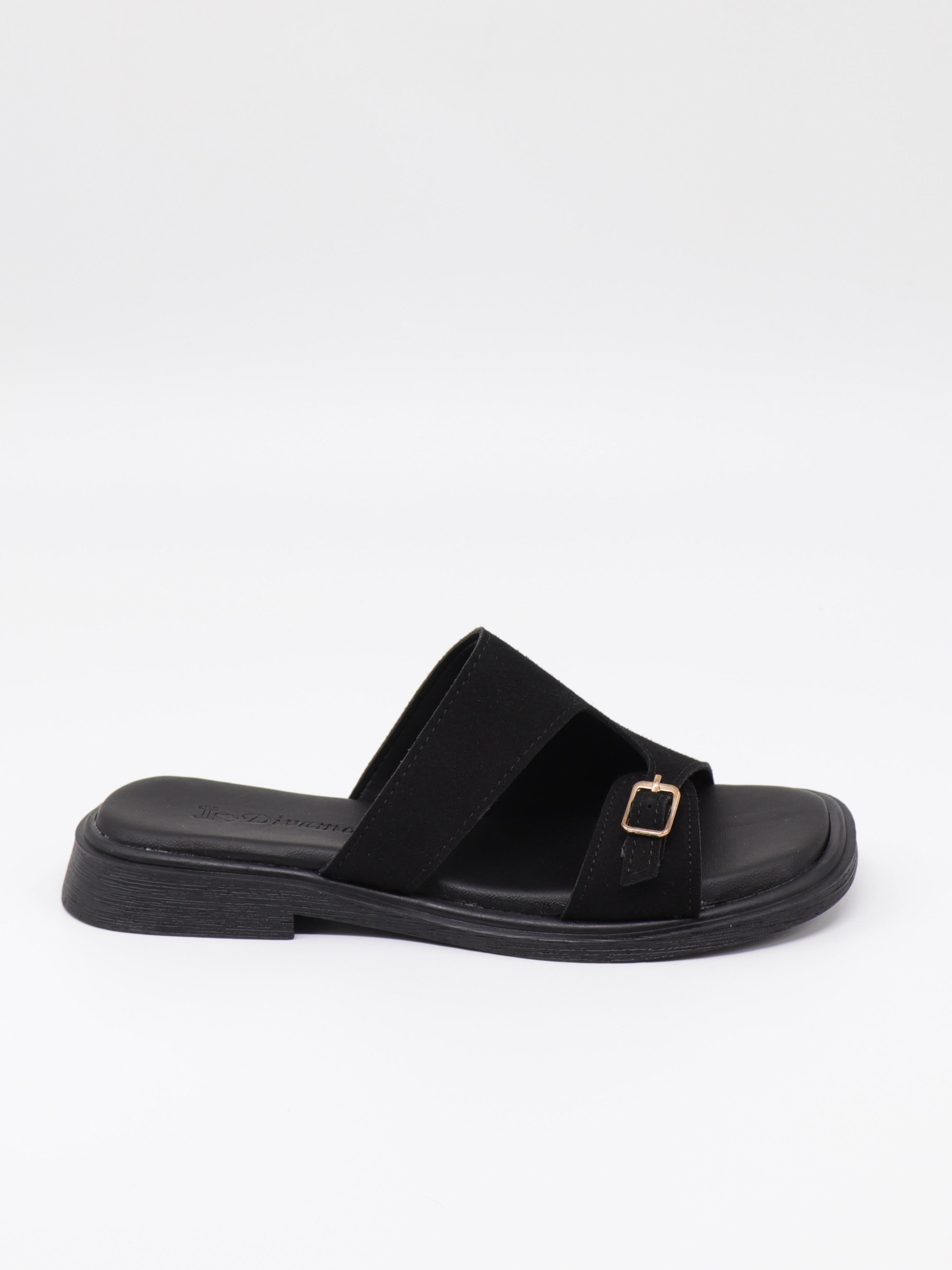 Nesil Shoes Dvm 210 Siyah Süet Tokalı Kadın Terlik 