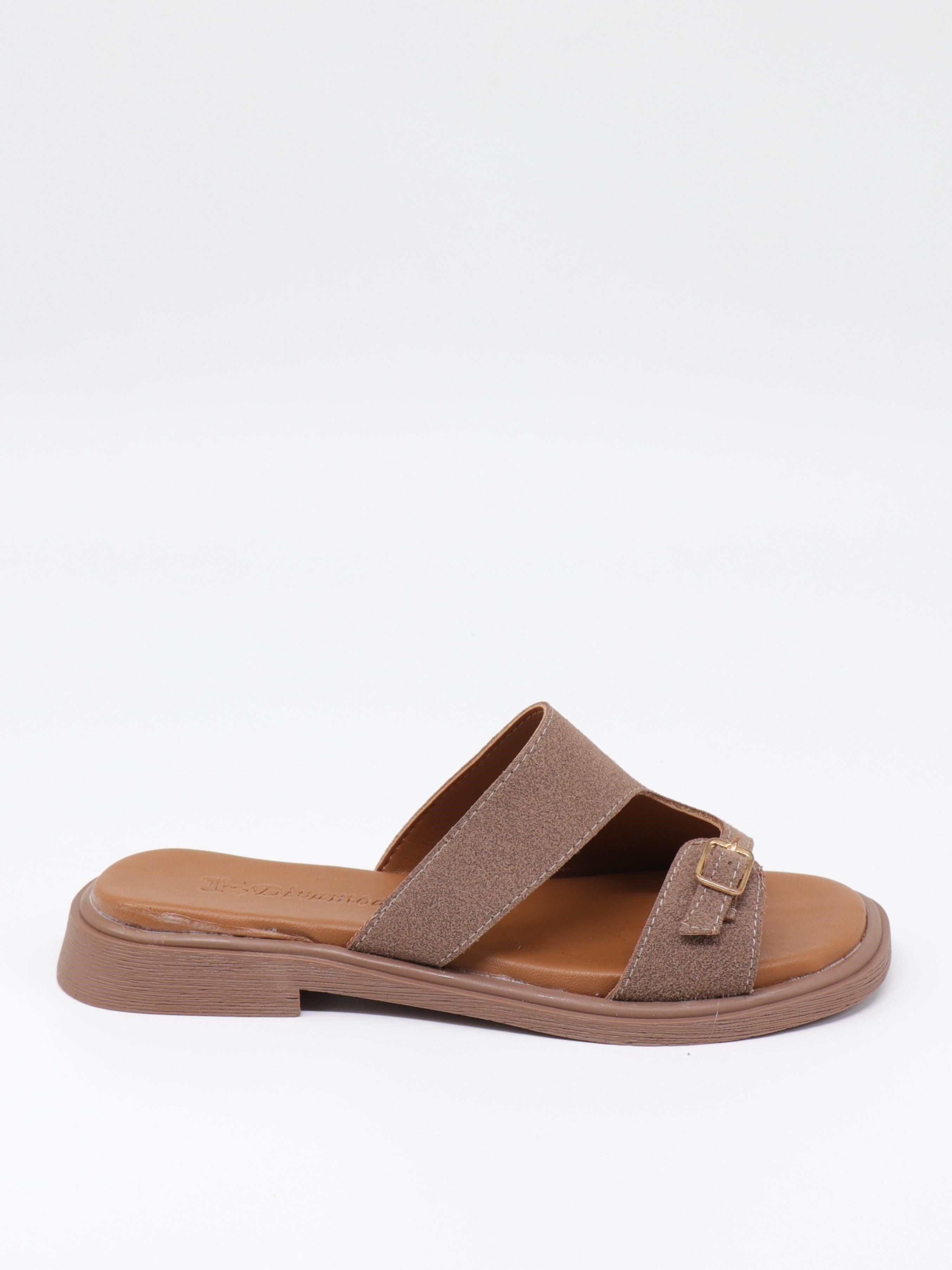 Nesil Shoes Dvm 210 Vizon Süet Tokalı Kadın Terlik