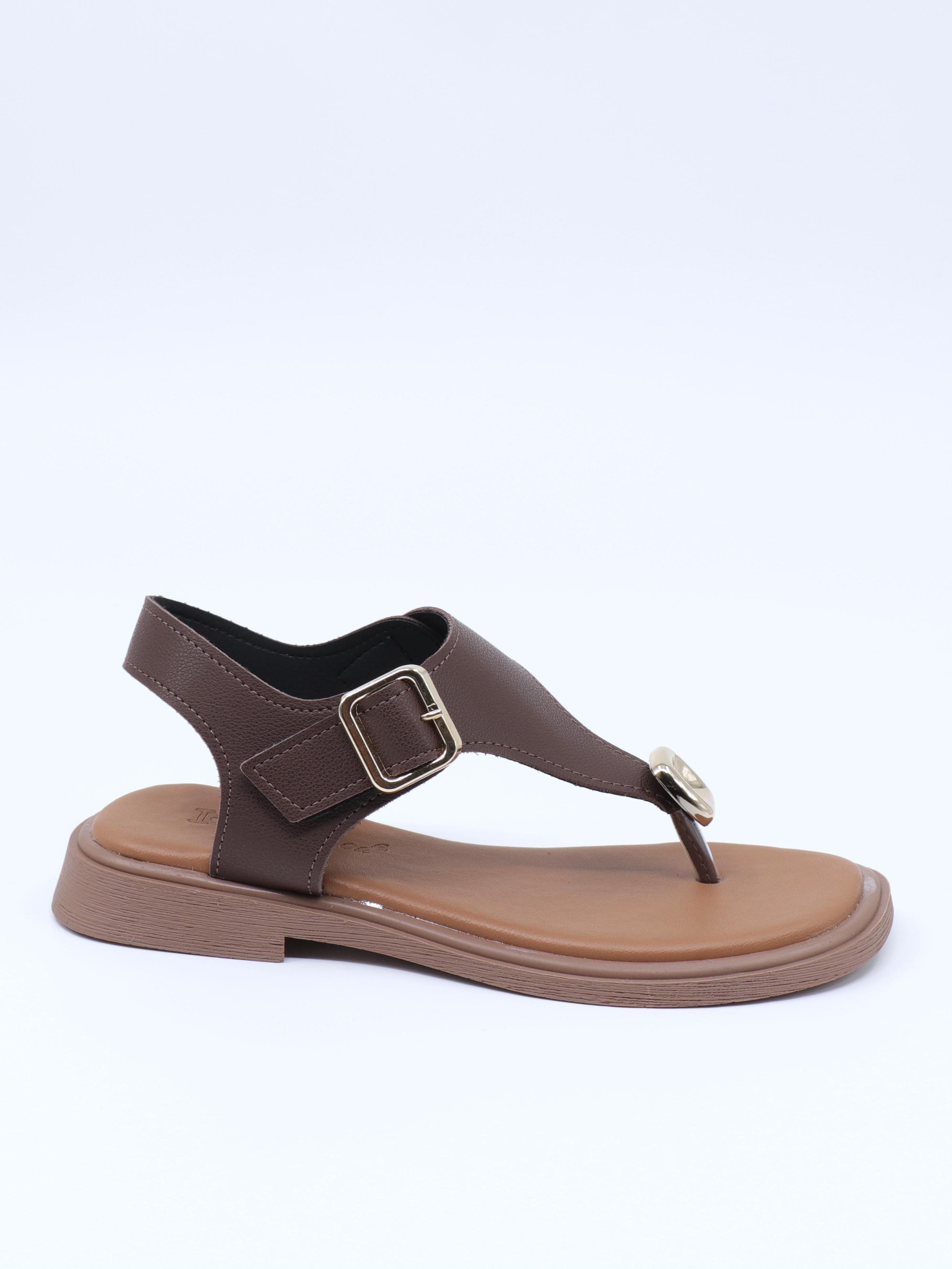 Nesil Shoes Dvm 219 Kahve Tokası Cırtlı Parmak Arası Sandalet