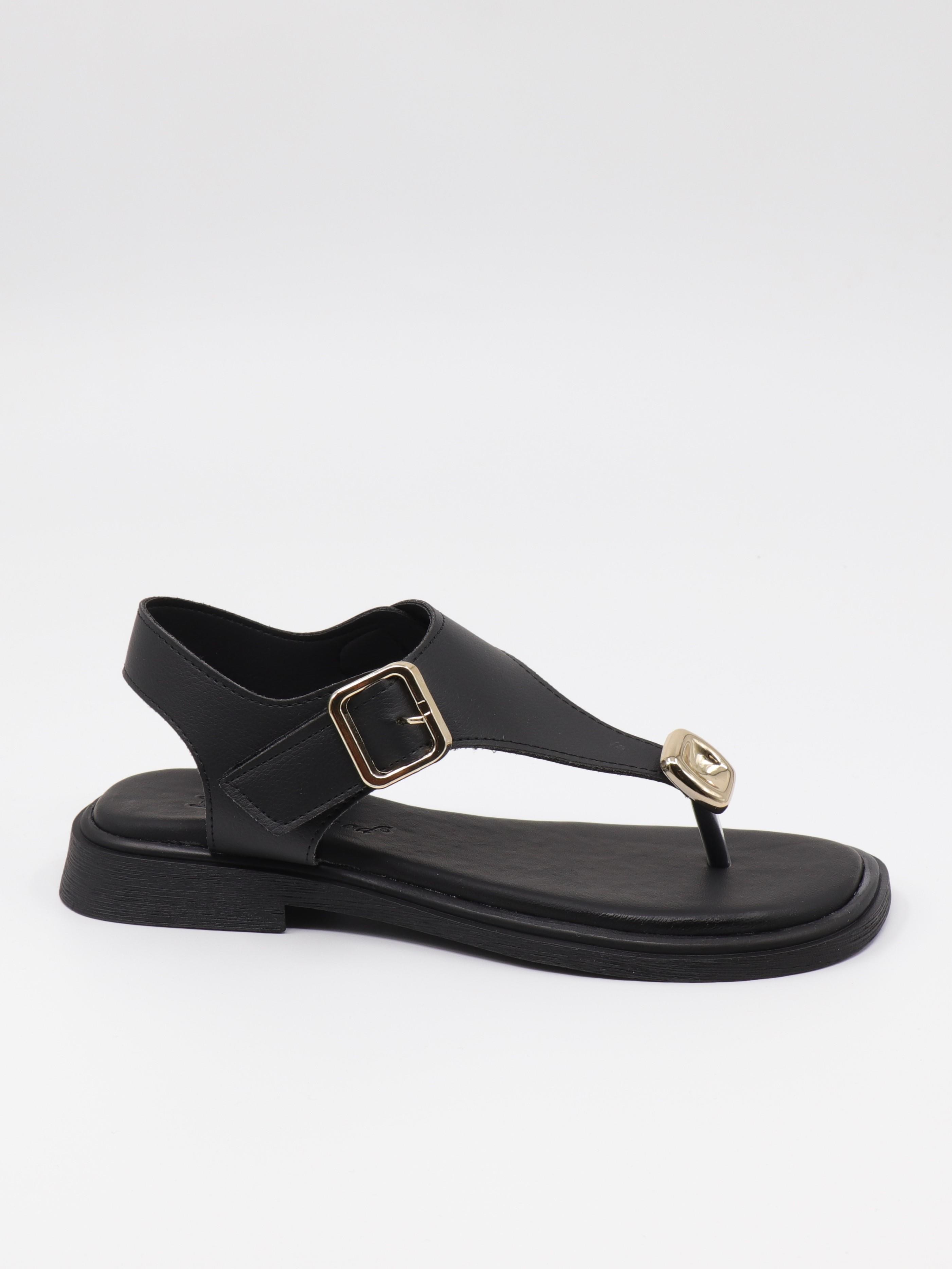 Nesil Shoes Dvm 219 Siyah Tokası Cırtlı Parmak Arası Sandalet