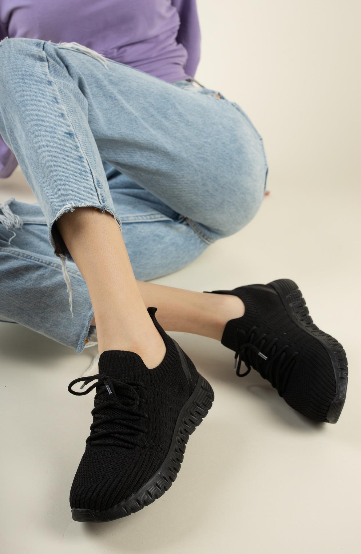 Nesil Shoes Dvm 500 Siyah Triko Kadın Sneakers