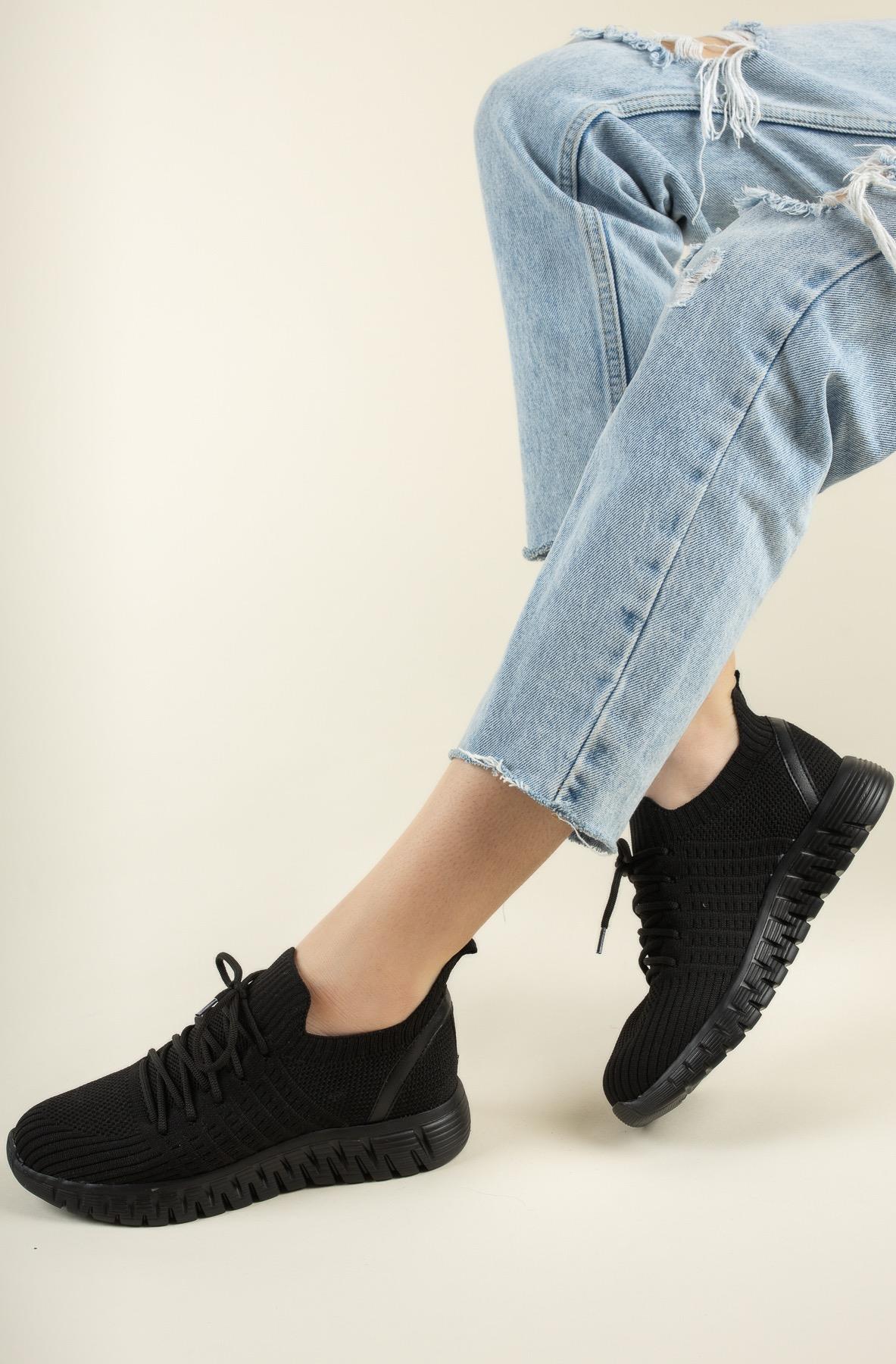 Nesil Shoes Dvm 500 Siyah Triko Kadın Sneakers