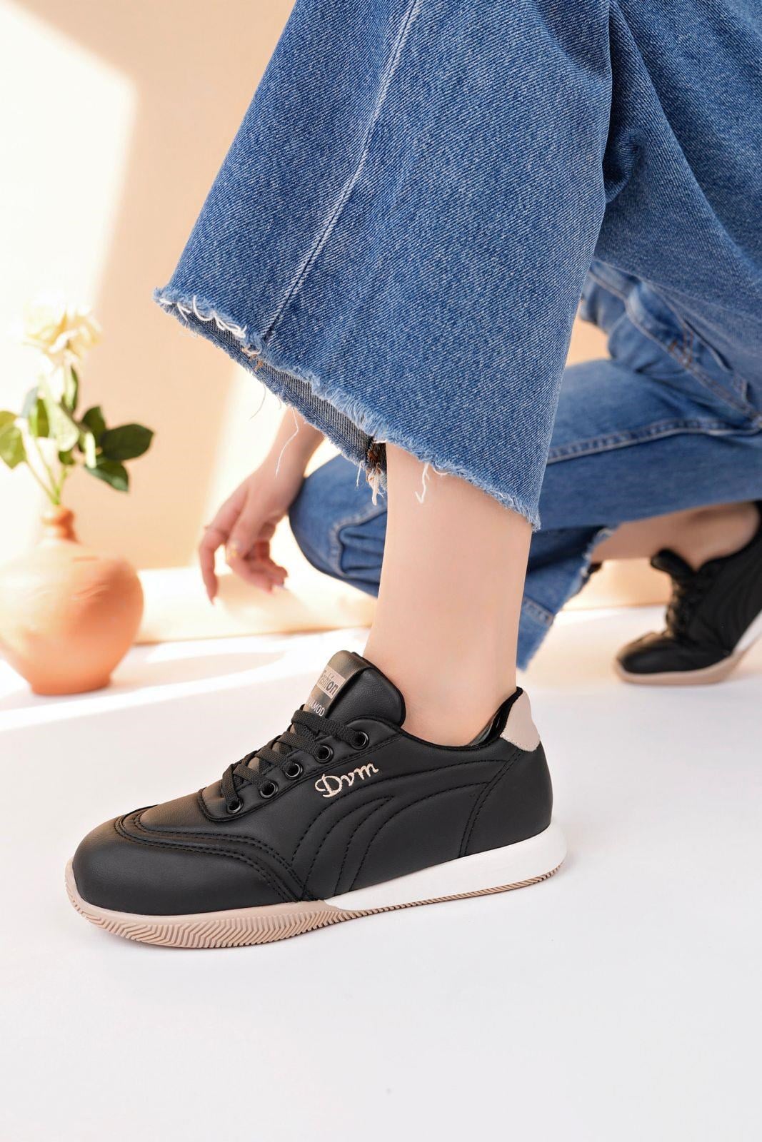 Nesil Shoes Dvm 5600 Siyah Kahve Memory Foam Kadın Sneakers
