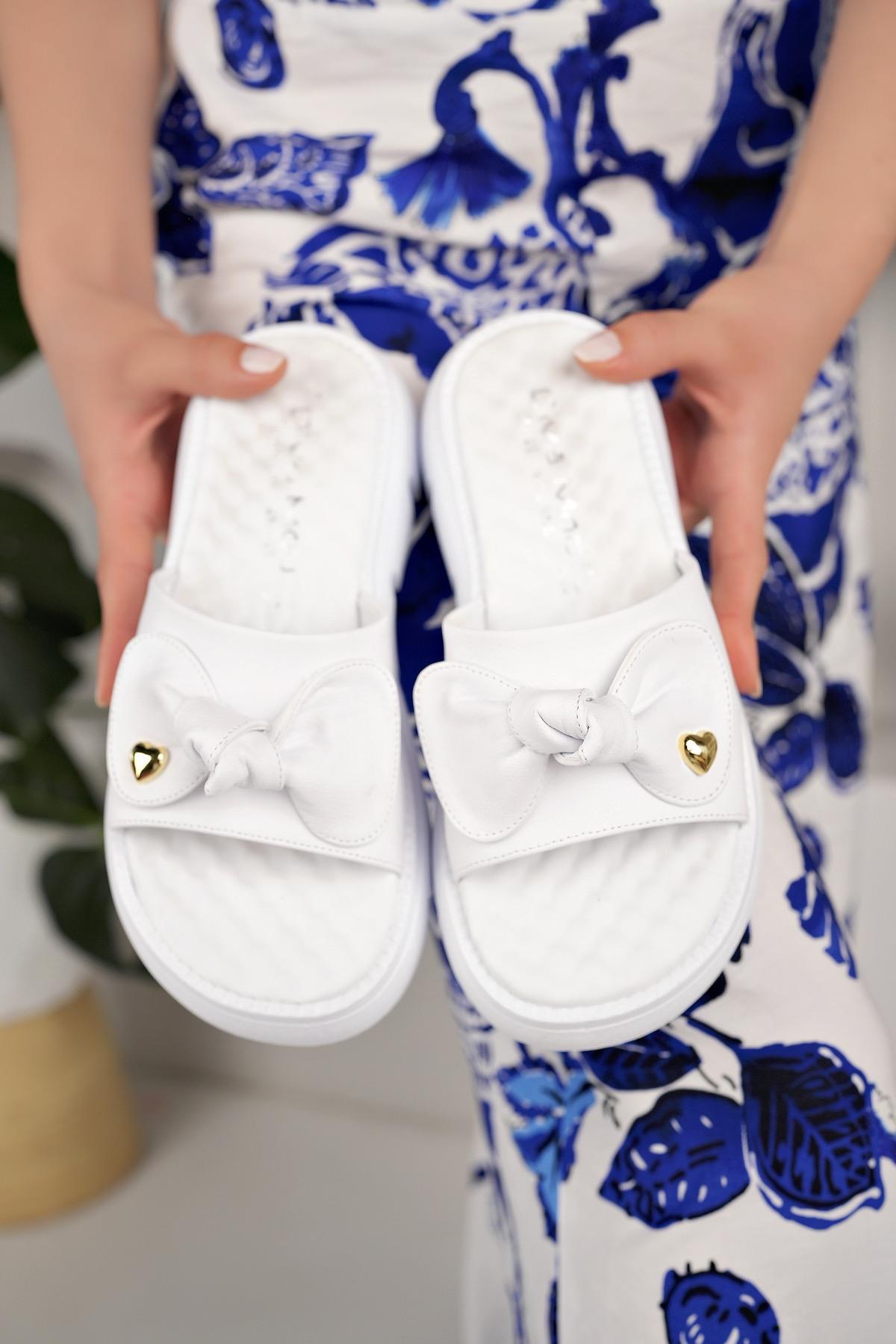 Nesil Shoes Dvm 6600 Beyaz Masaj Tabanlı Kadın Terlik