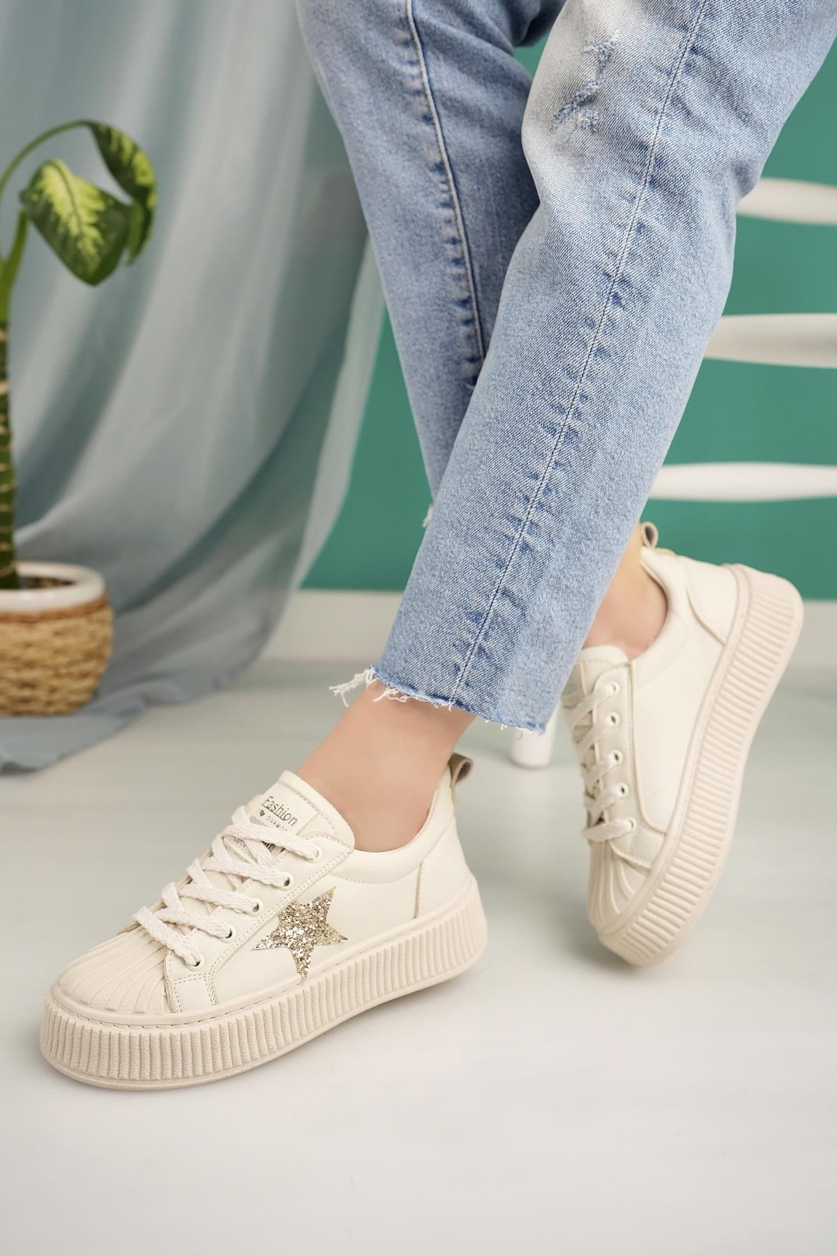 Nesil Shoes Dvm 7100 Bej Kadın Sneakers