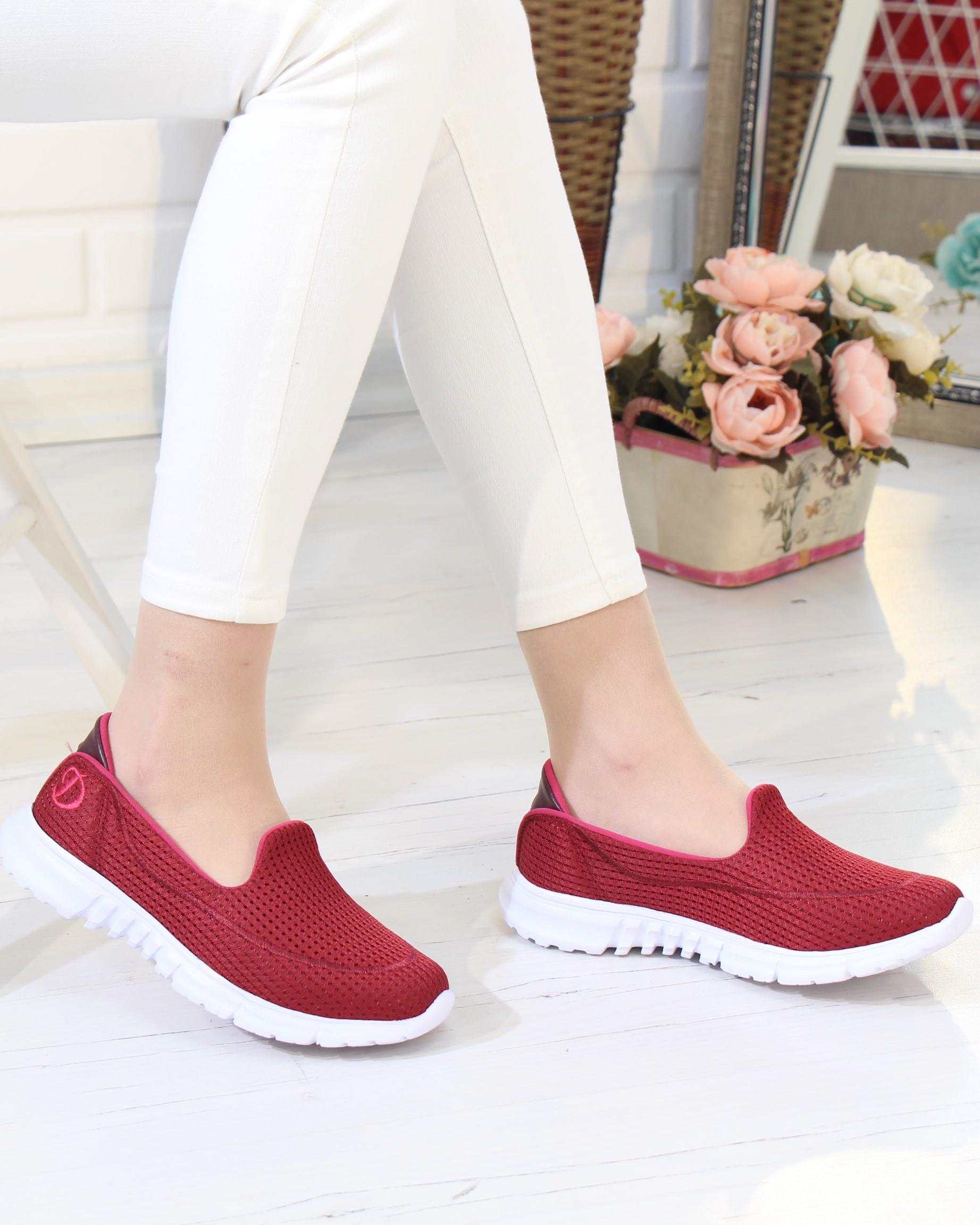 Nesil Shoes Dvm 801 Bordo Faylon Taban Kadın Yürüyüş Ayakkabısı
