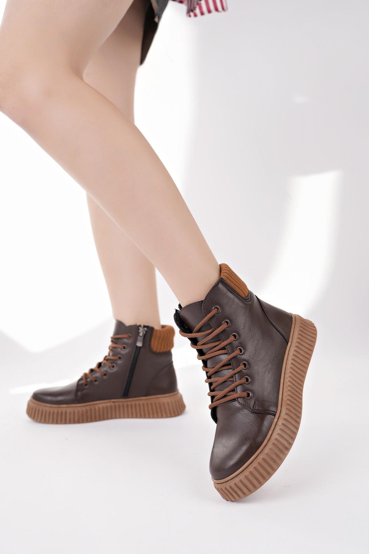 Nesil Shoes Ermod 401 Kahve Taba Kadın Postal Bot