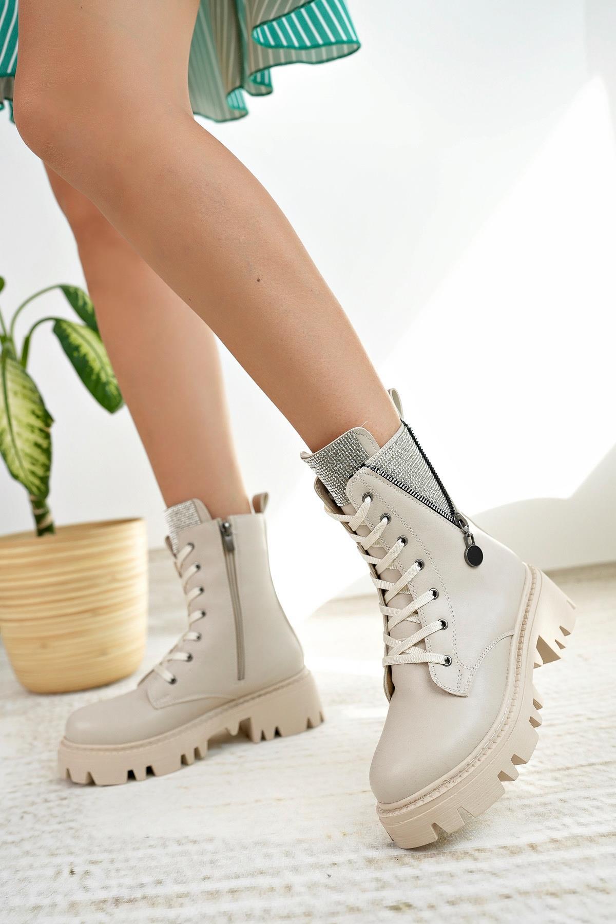 Nesil Shoes İfs 308 Ten Taşlı Kadın Bot