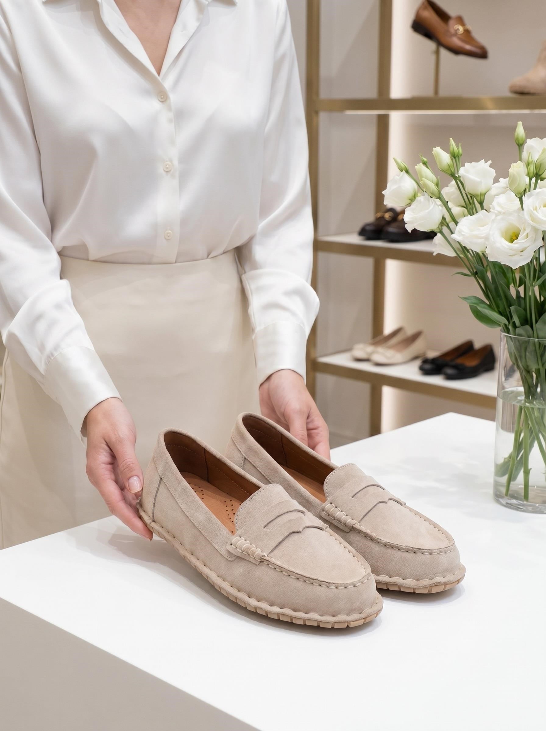 Nesil Shoes İzel 155 Bej Süet Hakiki Deri Kadın Ayakkabı