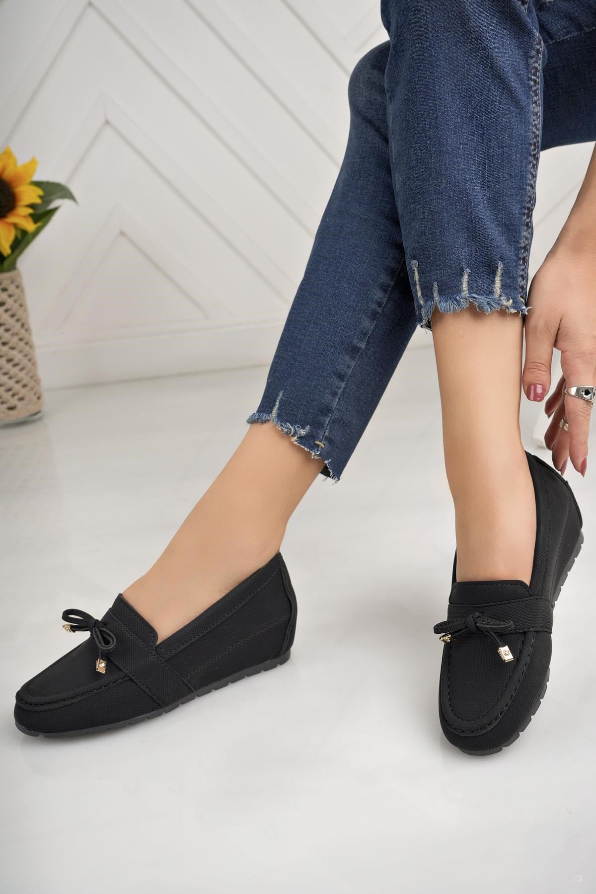 Nesil Shoes Minal GD05 Siyah Gizli Topuk Kadın Ayakkabı