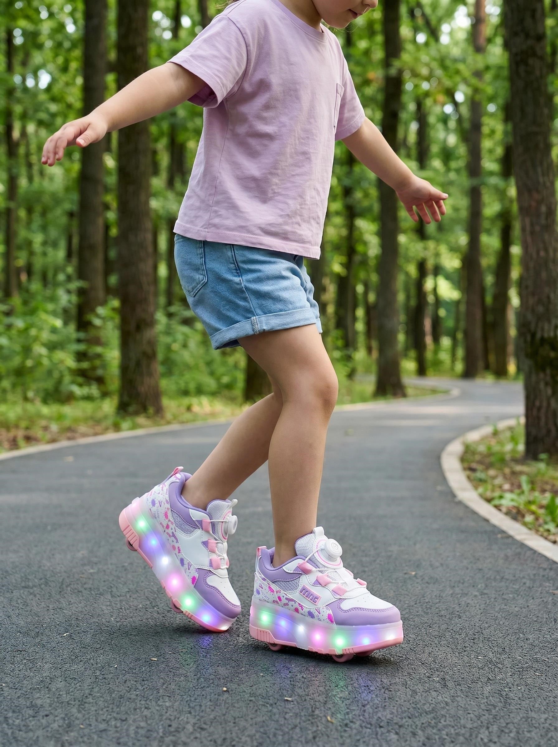 Nesil Shoes Mnc Lila Patenli ve Işıklı Çocuk Spor Ayakkabı