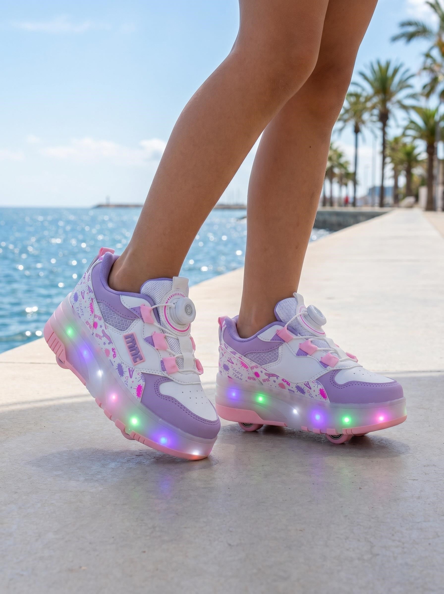Nesil Shoes Mnc Lila Patenli ve Işıklı Çocuk Spor Ayakkabı