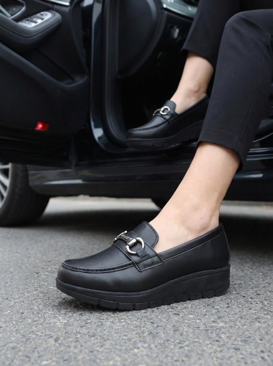 Nesil Shoes Neyna 1062 Siyah Dolgu Topuk Kadın Ayakkabı