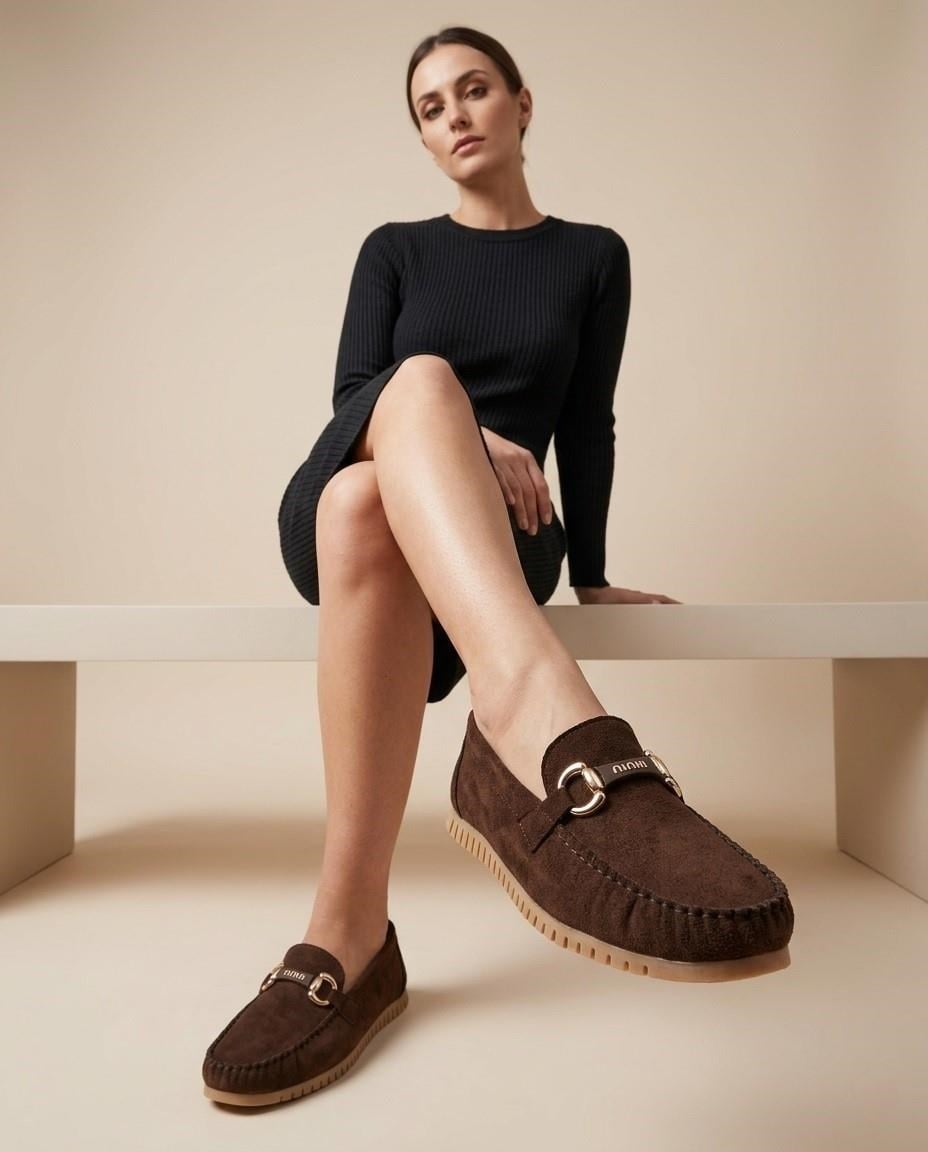 Nesil Shoes Neyna 8062 Kahve Süet Günlük Kadın Ayakkabı