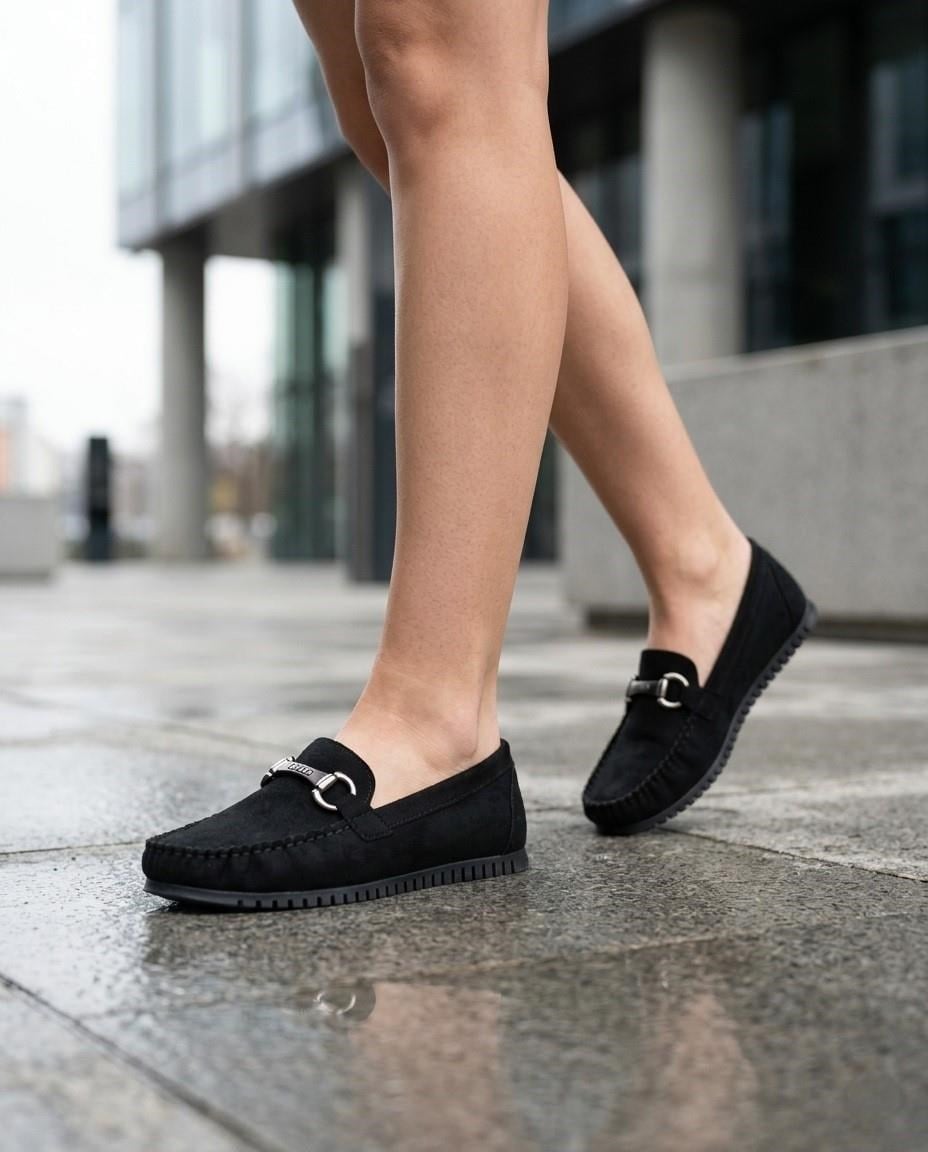 Nesil Shoes Neyna 8062 Siyah Süet Günlük Kadın Ayakkabı