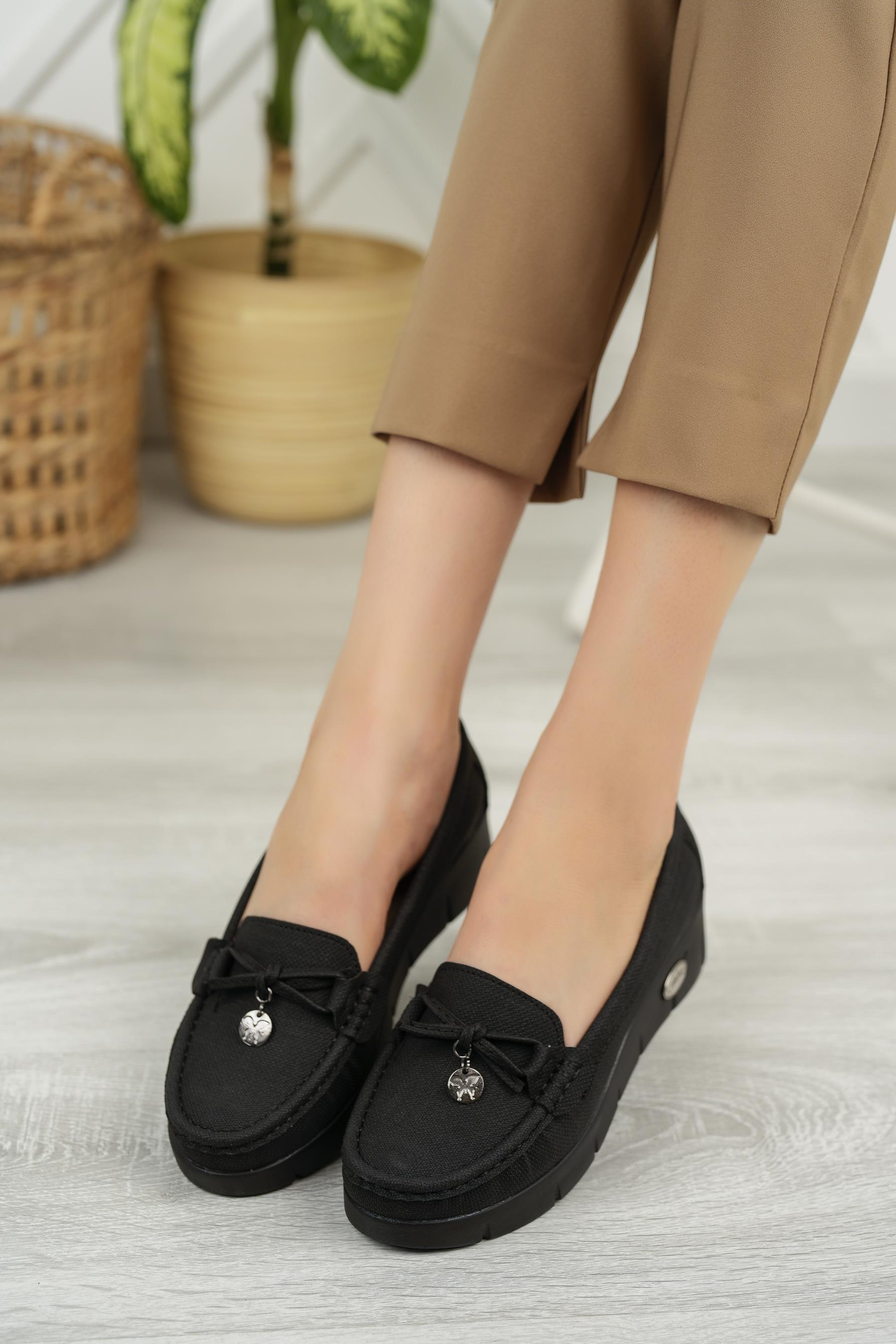 Nesil Shoes Nstar 401 Siyah Kot Anatomik Günlük Kadın Ayakkabı