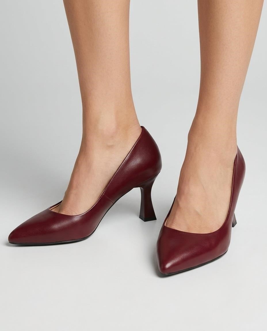 Nesil Shoes Özma 7021 Bordo Topuklu Kadın Stiletto