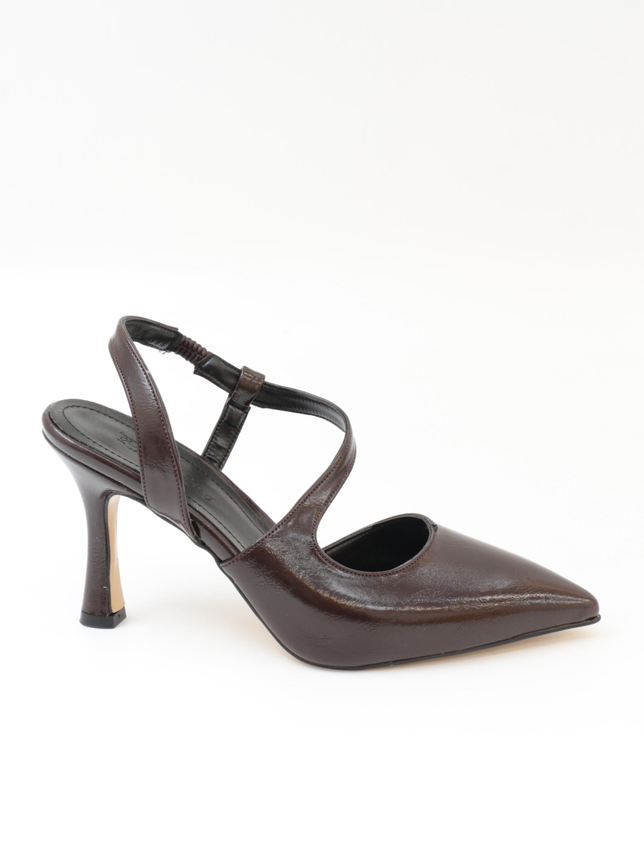 Nesil Shoes Pine 108 Kahve Rustik Topuklu Dekolte Kadın Sandalet