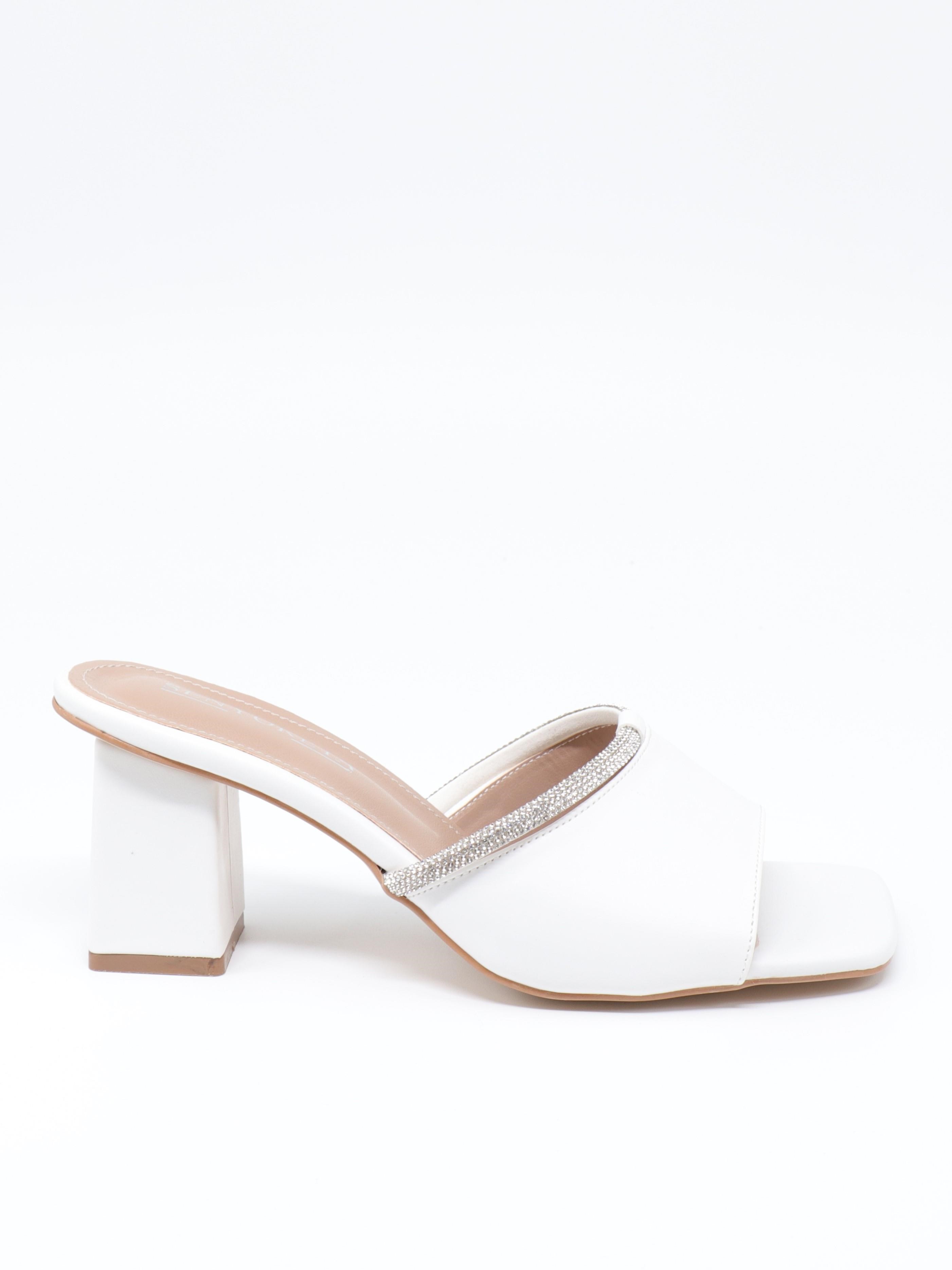 Nesil Shoes Senyo 076 Beyaz Yazlık Topuklu Kadın Terlik