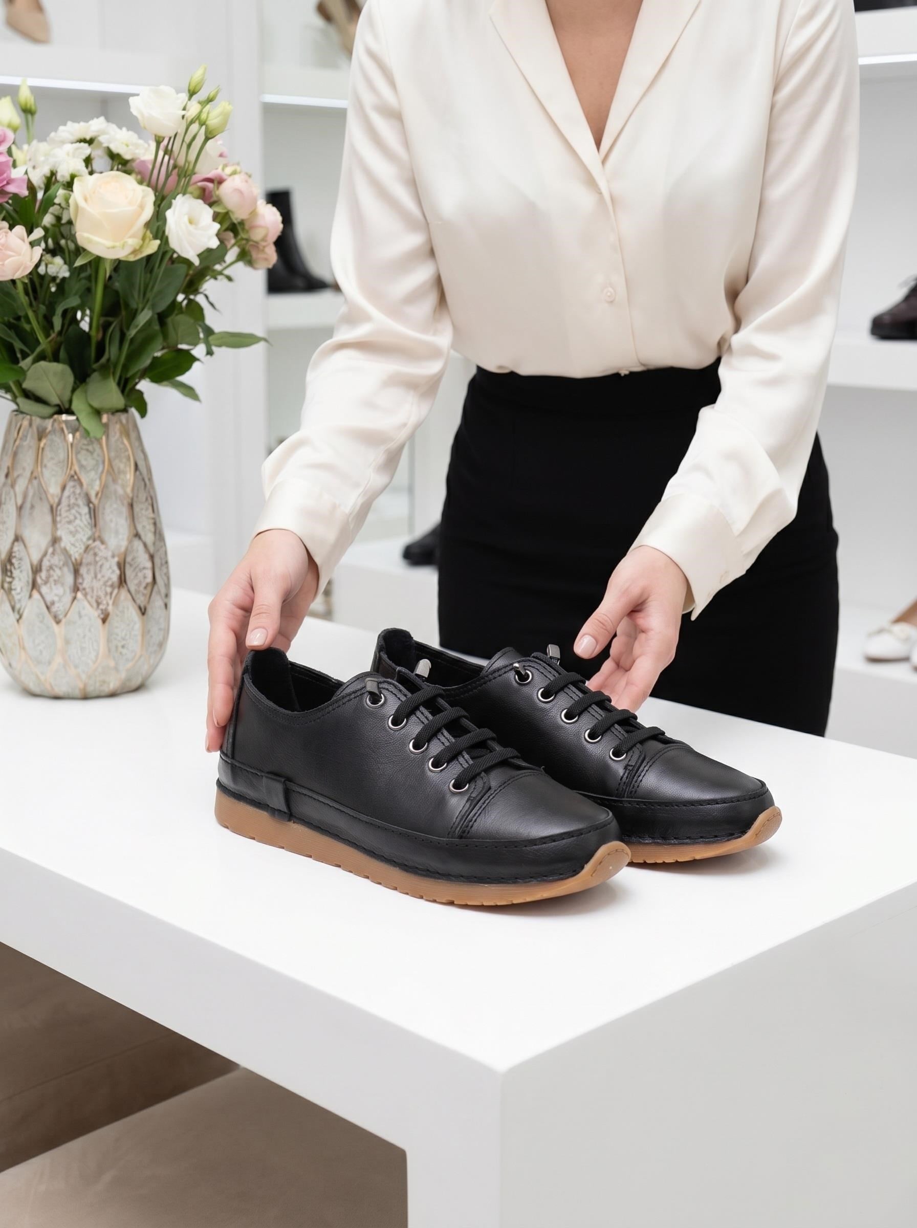 Nesil Shoes Spil Rc1 Siyah Hakiki Deri Kadın Ayakkabı