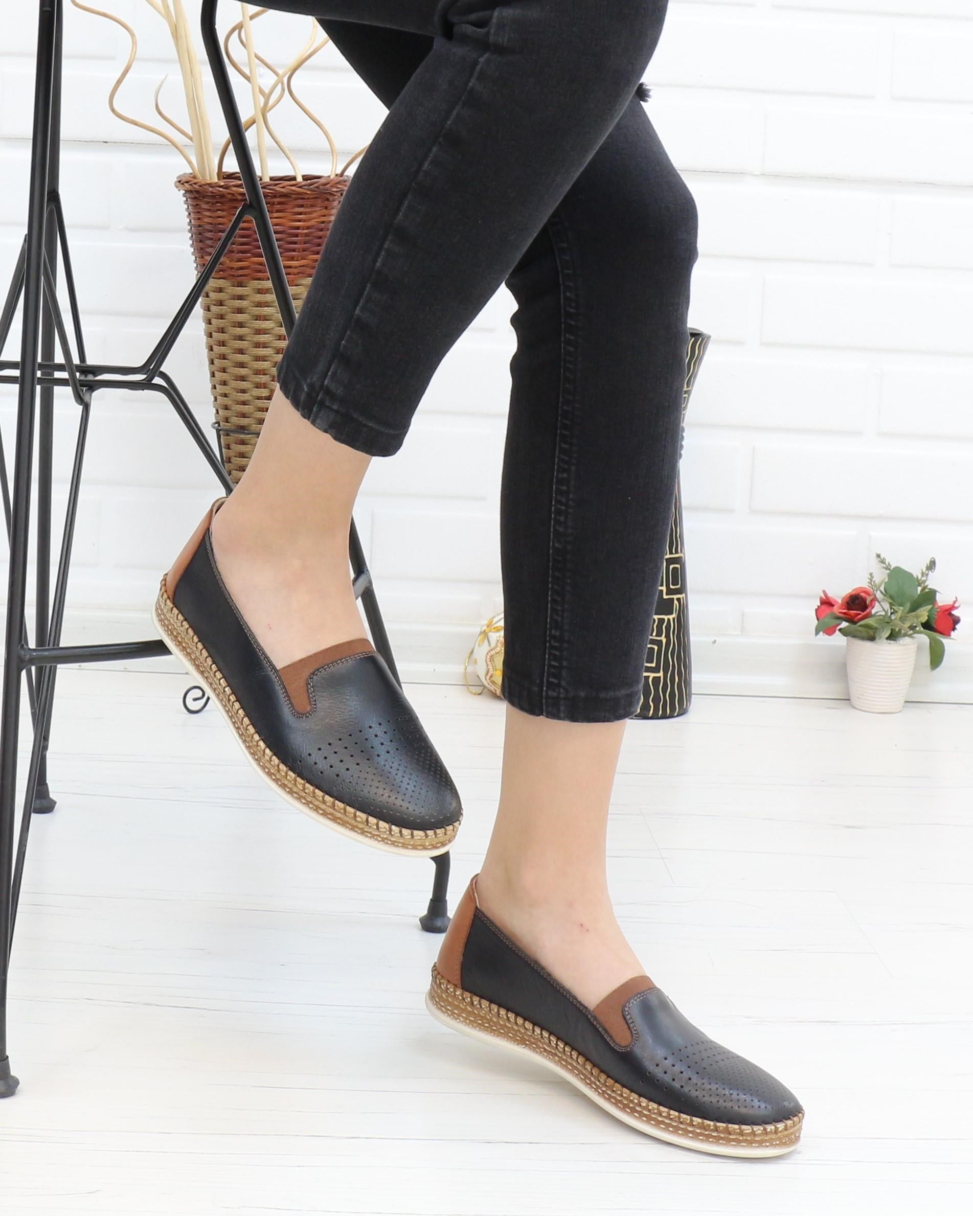 Nesil Shoes Syg P37 Siyah Hakiki Deri Yumuşak Kadın Ayakkabı