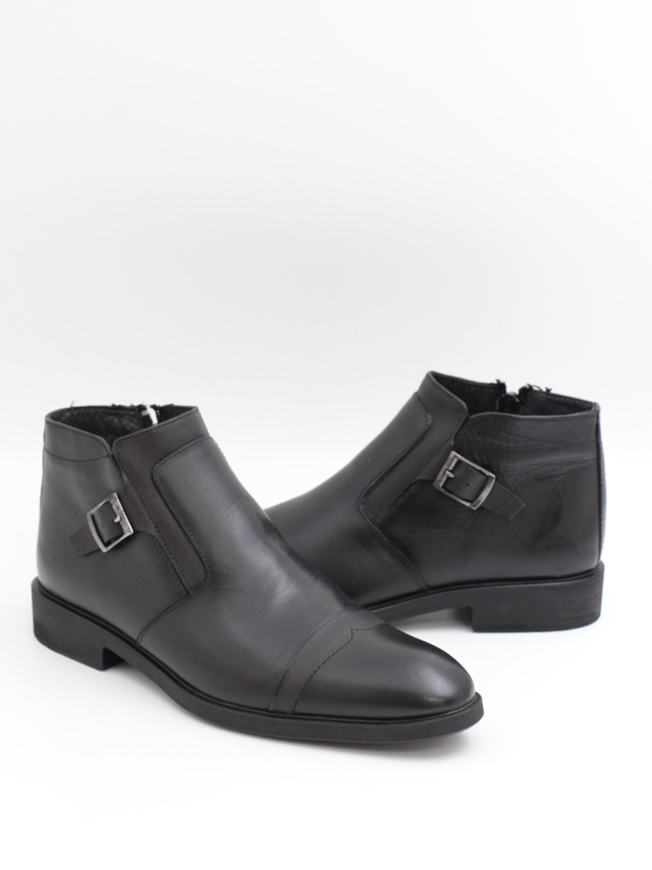 Nesil Shoes Thrtrk 2301-2 Siyah Hakiki Deri Kauçuk Taban Erkek Bot