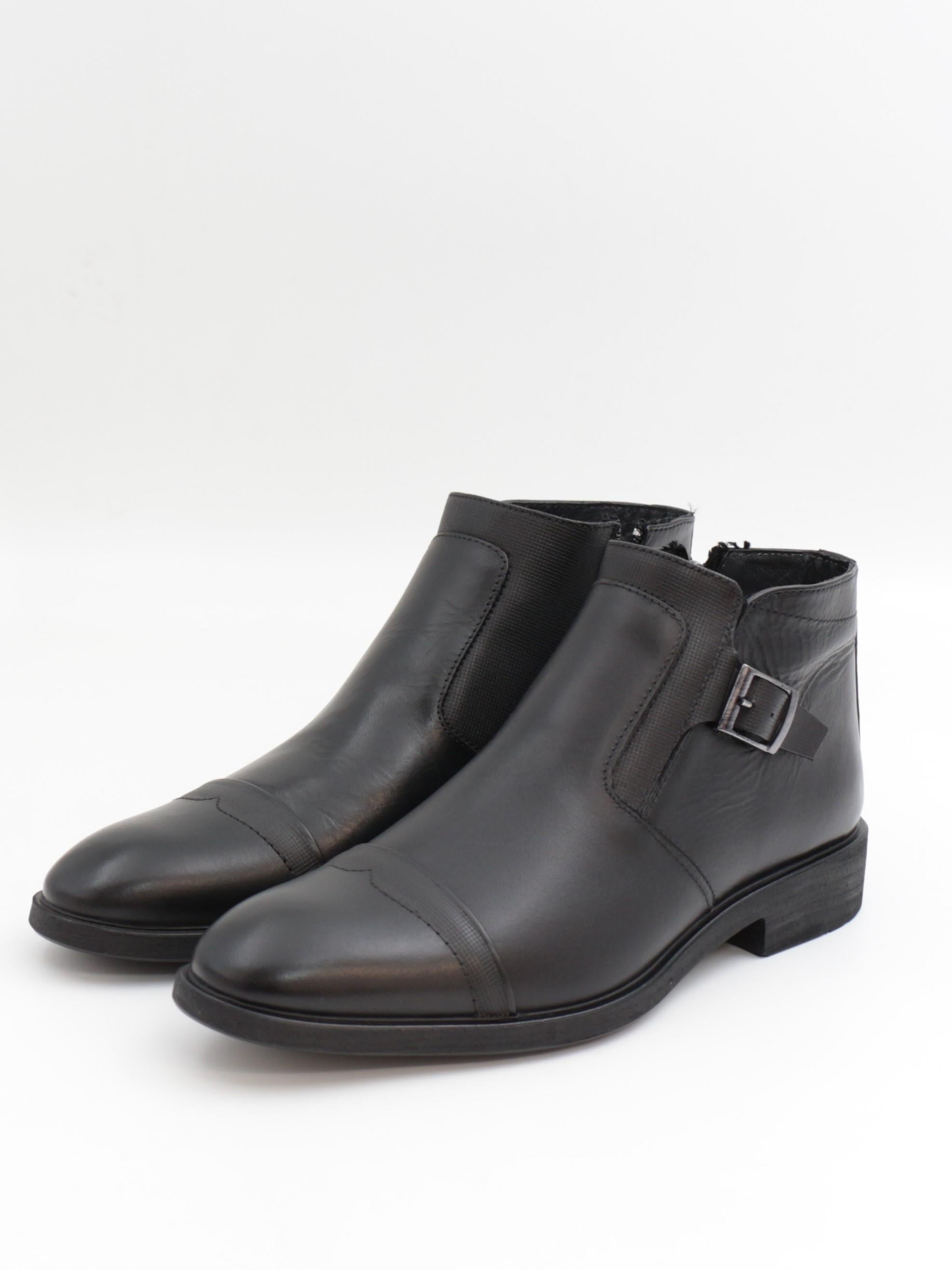 Nesil Shoes Thrtrk 2301-2 Siyah Hakiki Deri Kauçuk Taban Erkek Bot
