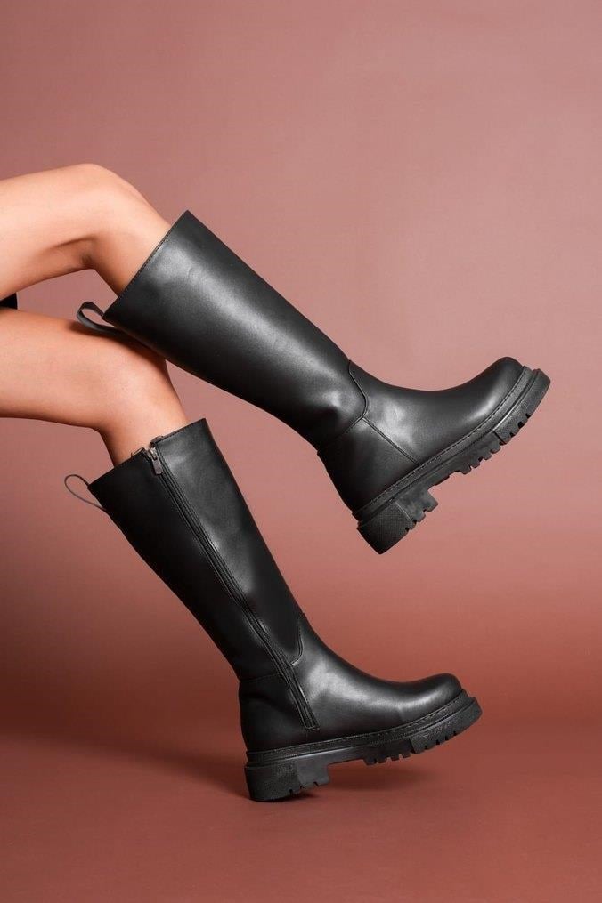 Nesil Shoes Toz 1978 Siyah Fermuarlı Günlük Kadın Çizme