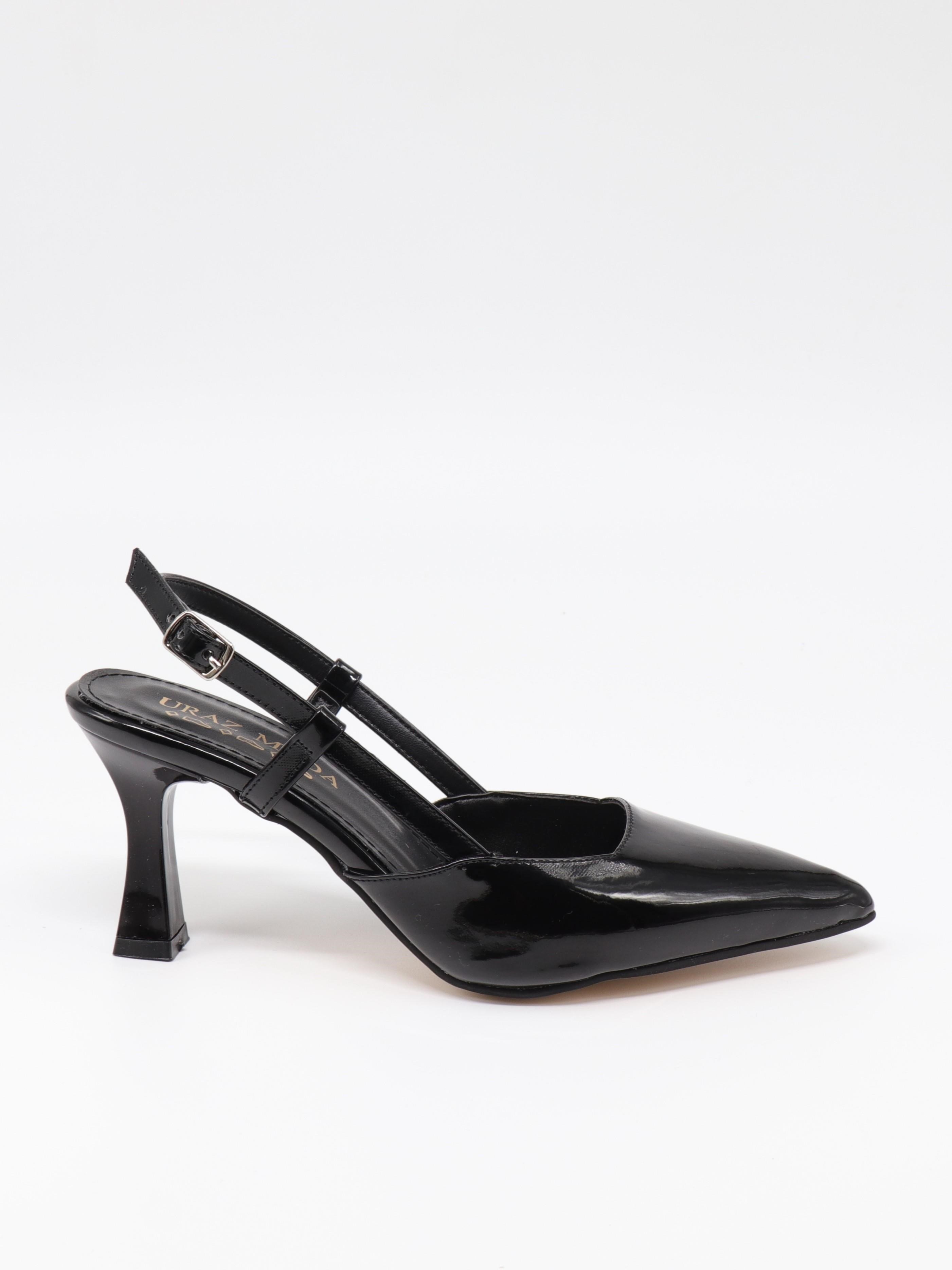 Nesil Shoes Uraz 050 Siyah Rugan Arkası Açık Topuklu Kadın Ayakkabı