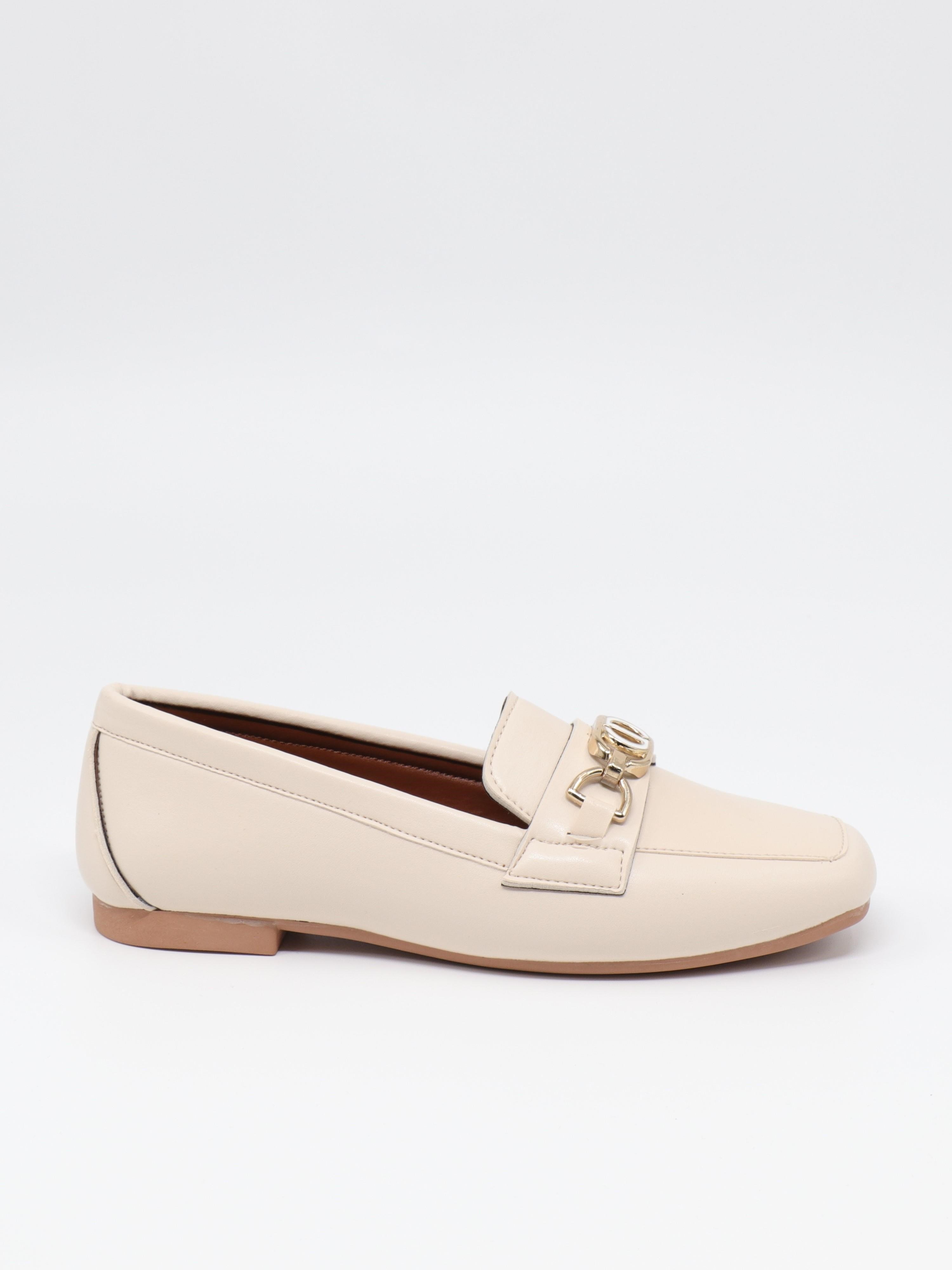 Nesil Shoes Ypr C04 krem Tokalı Kadın Babet