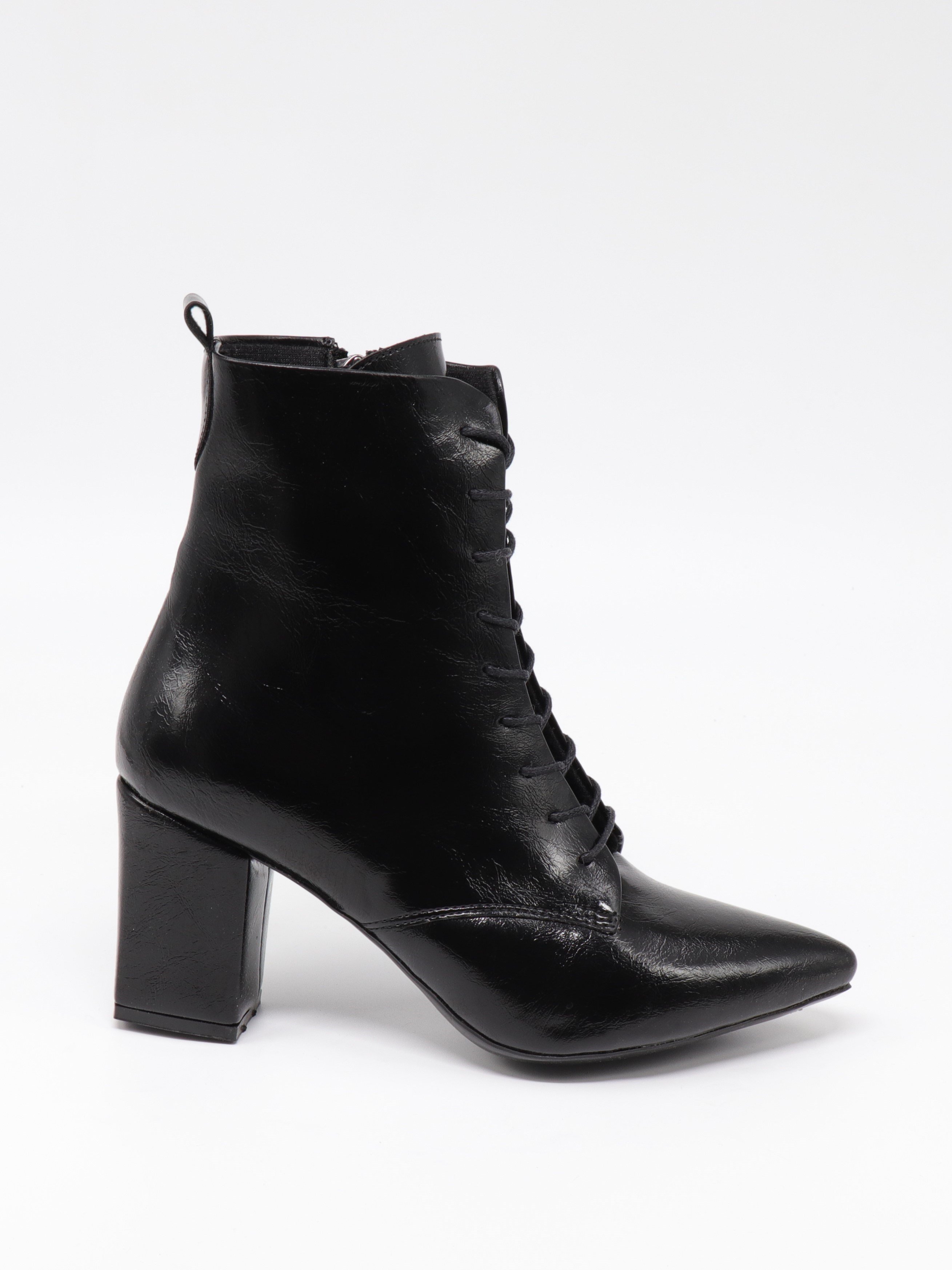 Nesil Shoes Pres 1037 Siyah Krşk Rugan Topuklu Kadın Bot