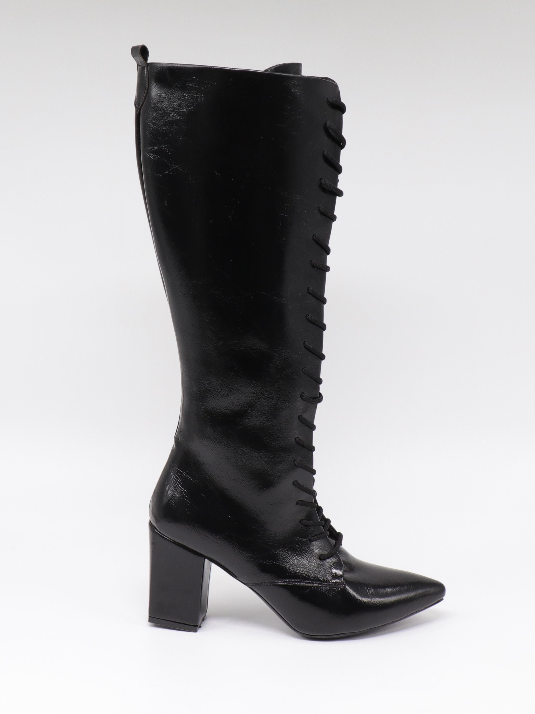Nesil Shoes Pres 1113 Siyah Krşk Rugan Topuklu Kadın Çizme