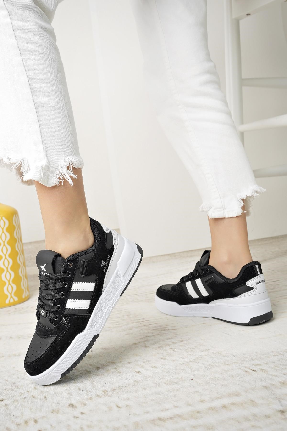 Solazer 020 Siyah Beyaz Anatomik Memory Foam Kadın Sneakers