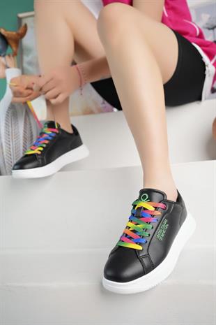 Benetton 10061 Siyah Renkli Bağcıklı Kadın Sneakers