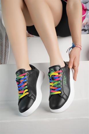 Benetton 10061 Siyah Renkli Bağcıklı Kadın Sneakers