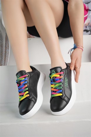 Benetton 10061 Siyah Renkli Bağcıklı Kadın Sneakers